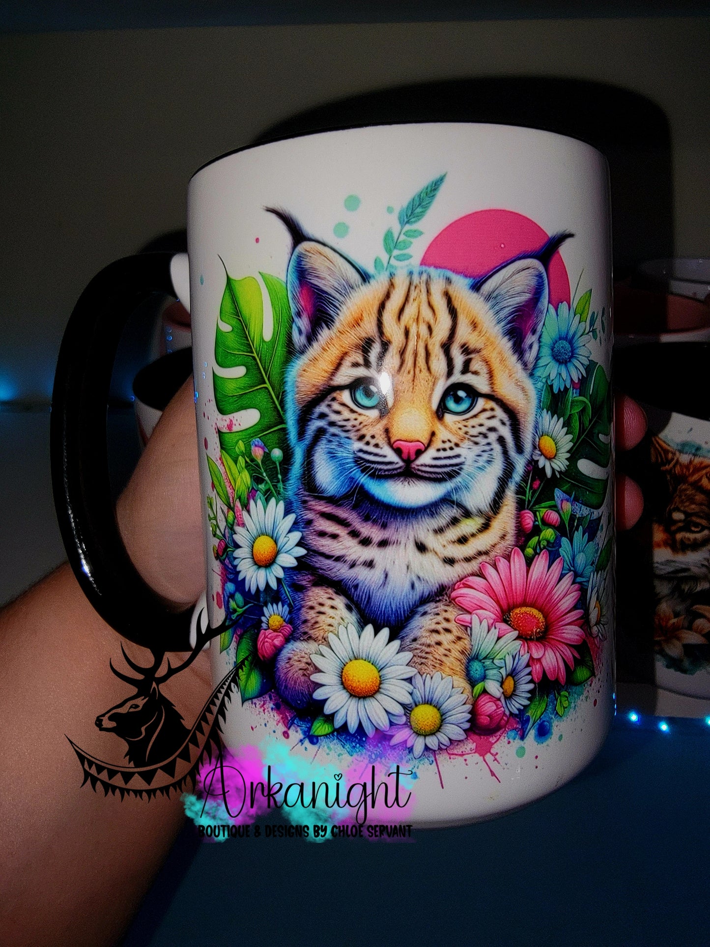 Tasse en céramique sur commande - Collection Vivid Color's & Flower's - Animaux - Lynx