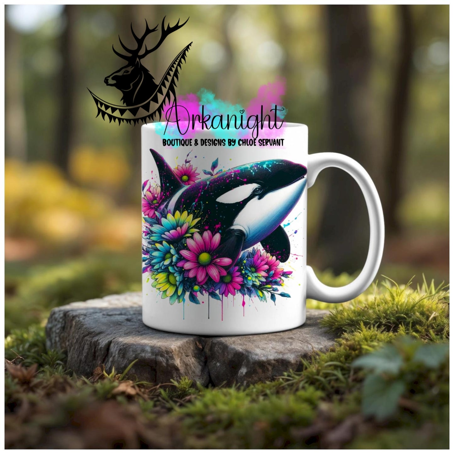 Numérique - Tasse en céramique - Collection Vivid Colors & Flowers - Animaux - Orques - 02