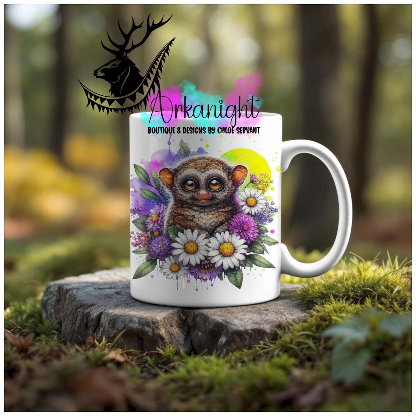 Numérique - Tasse en céramique - Collection Vivid Colors & Flowers - Animaux - Tarsier