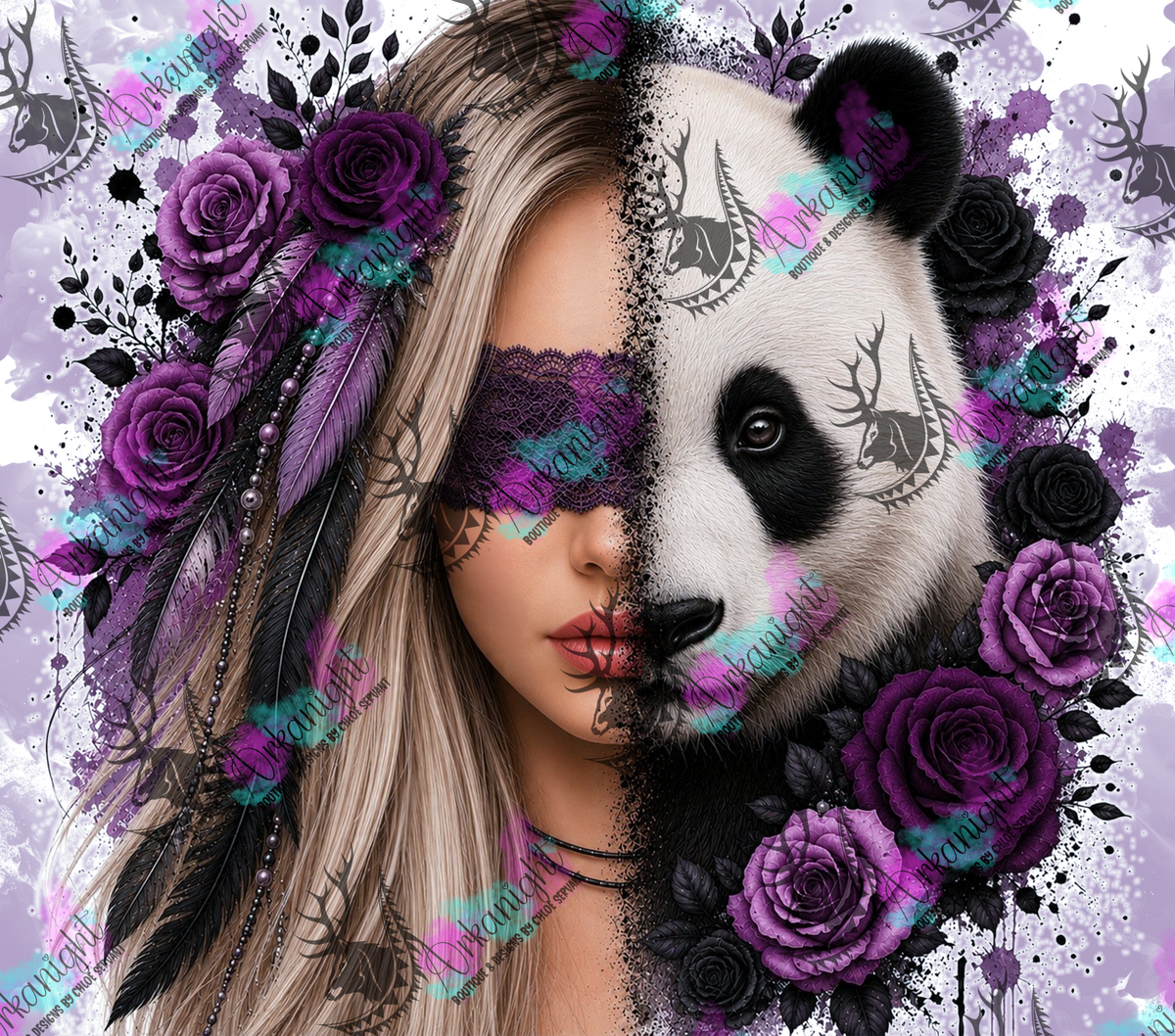 Numérique - Collection Boho 2026 - Mi-Femme ♡ Mi-Animaux - Panda - Blonde