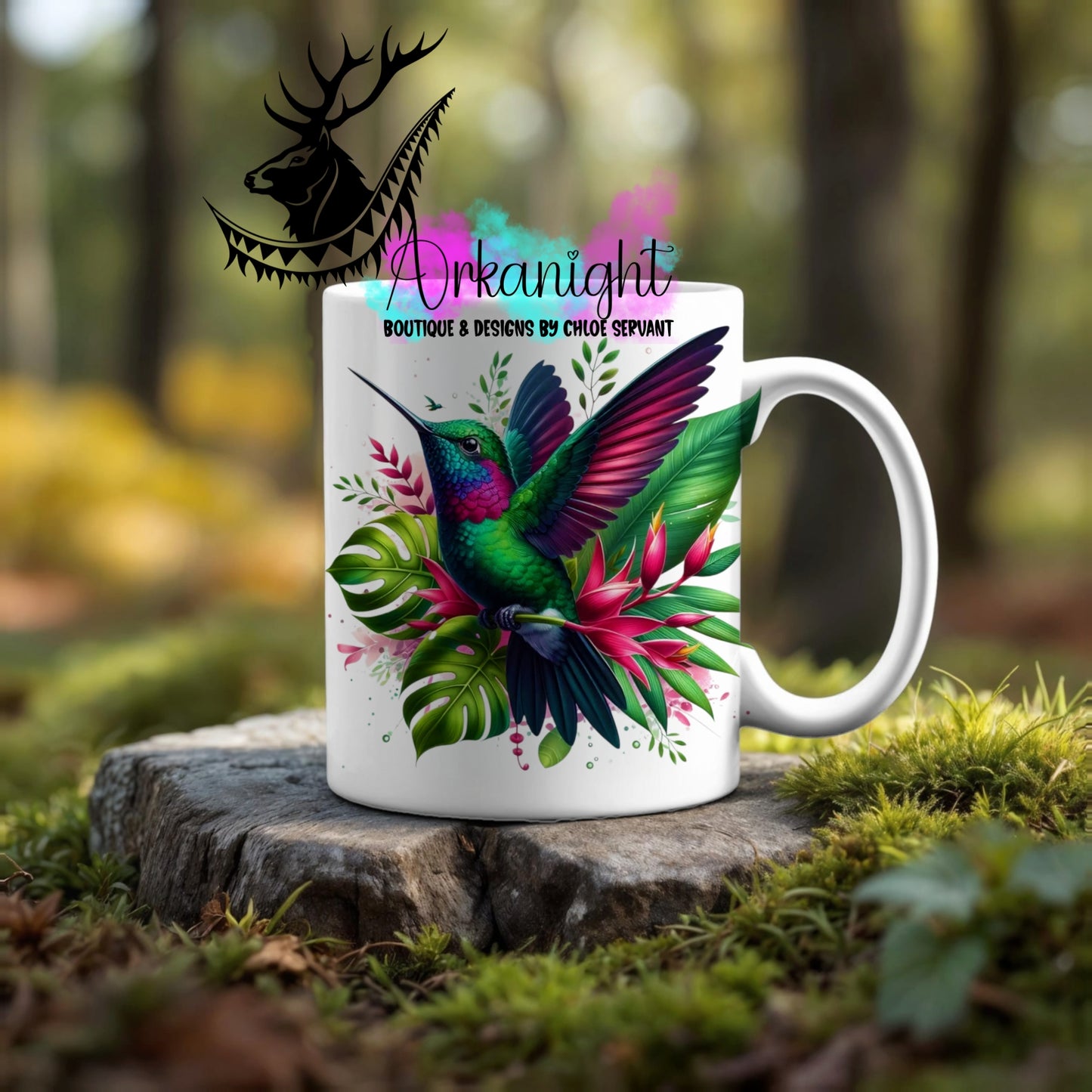 Numérique - Tasse en céramique - Collection Monstera & Animaux ♡ Colibris