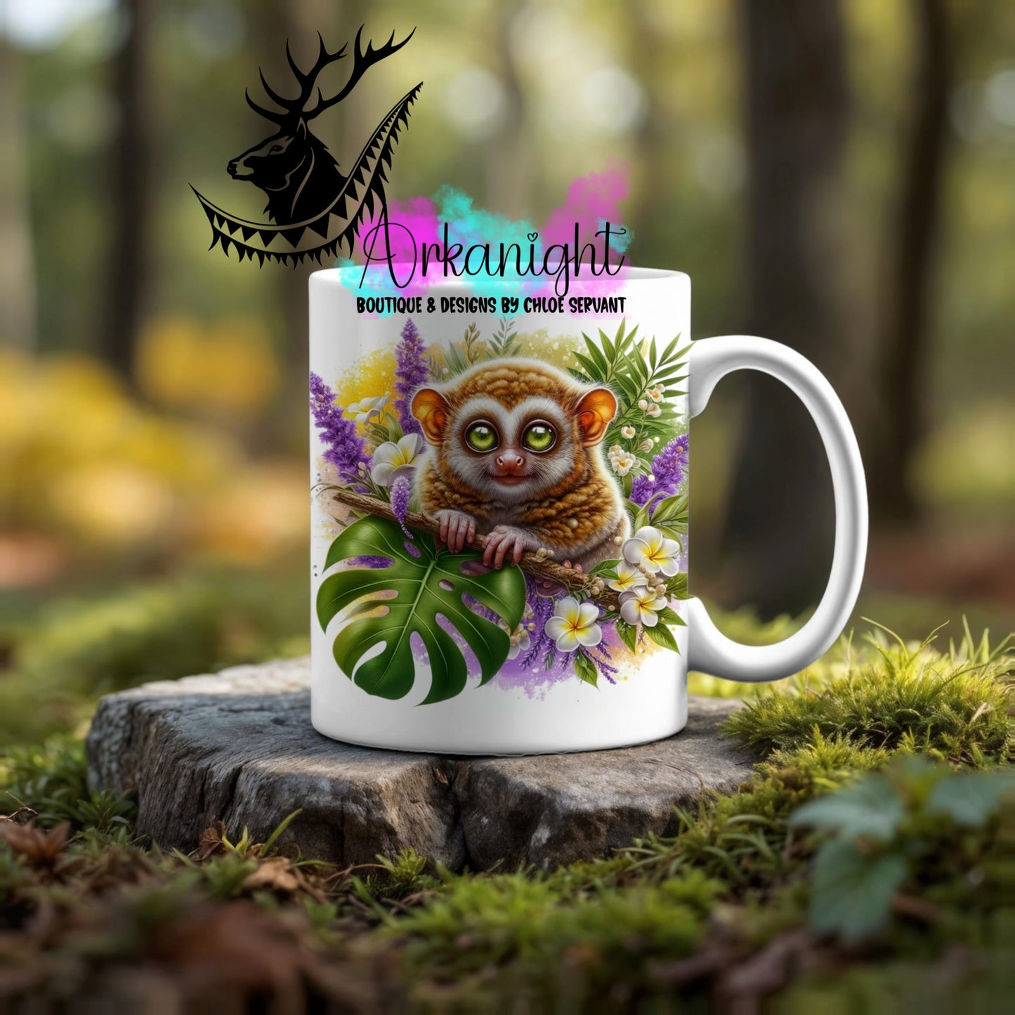 Numérique - Tasse en céramique - Collection Monstera & Animaux ♡ Singe Tersier