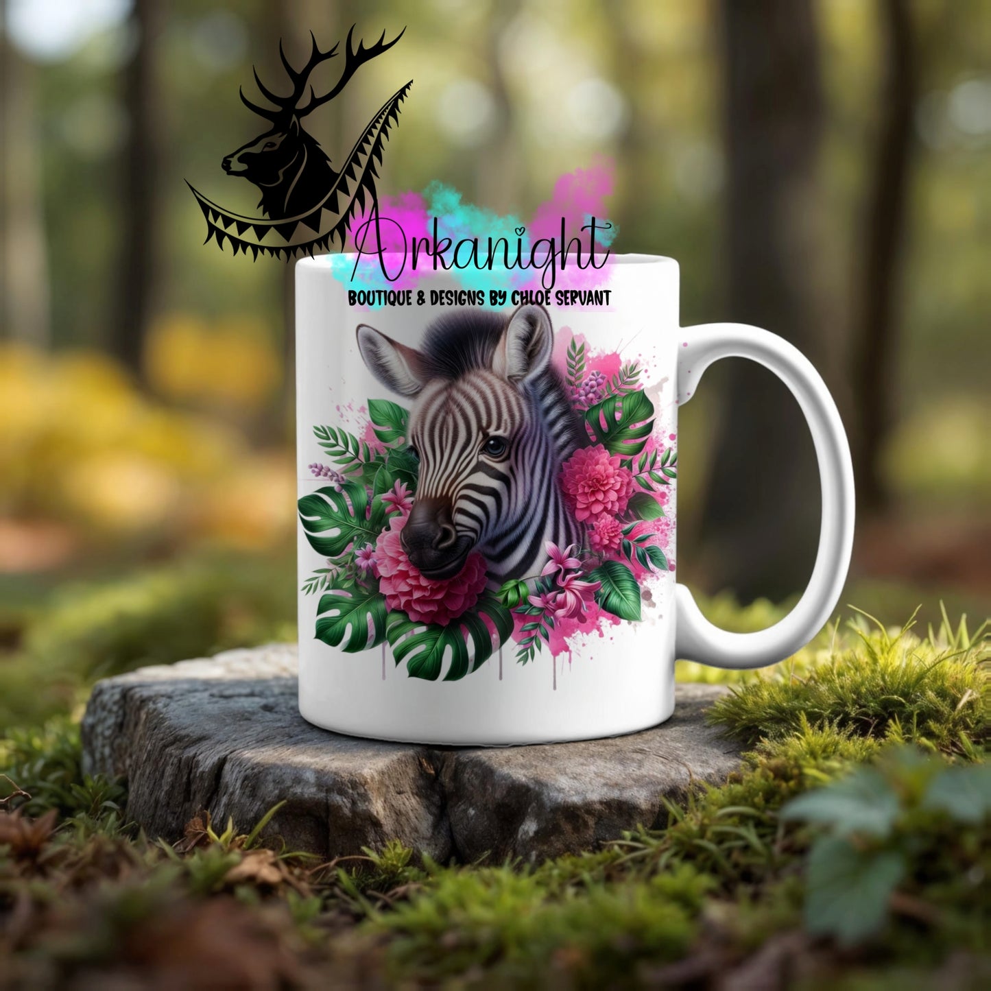 Numérique - Tasse en céramique - Collection Monstera & Animaux ♡ Bébé Zèbre