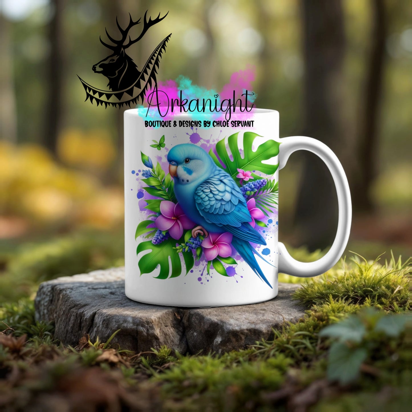 Numérique - Tasse en céramique - Collection Monstera & Animaux ♡ Péruche Bleue