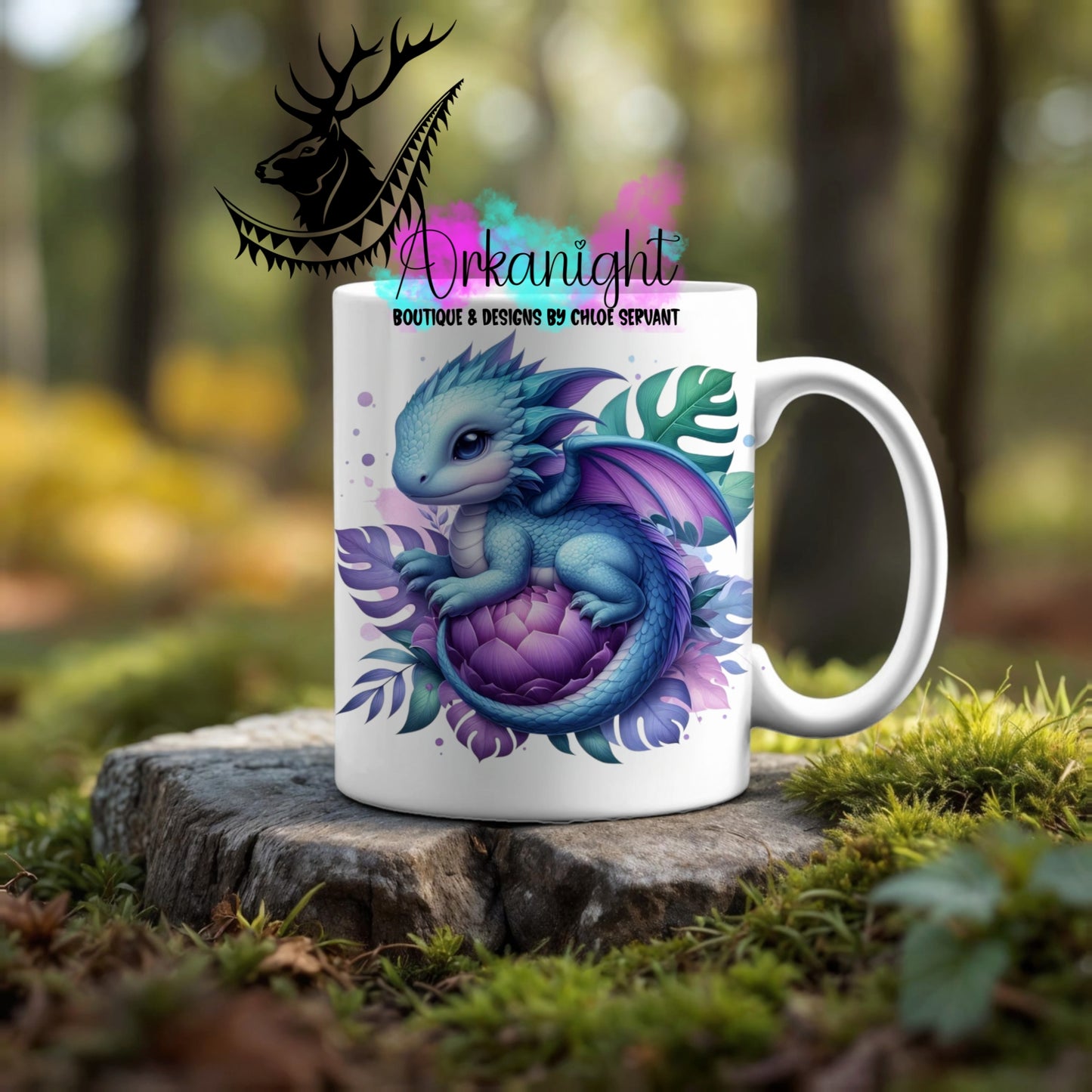 Numérique - Tasse en céramique - Collection Monstera & Dragon ♡ Bleu Ciel & Lilas