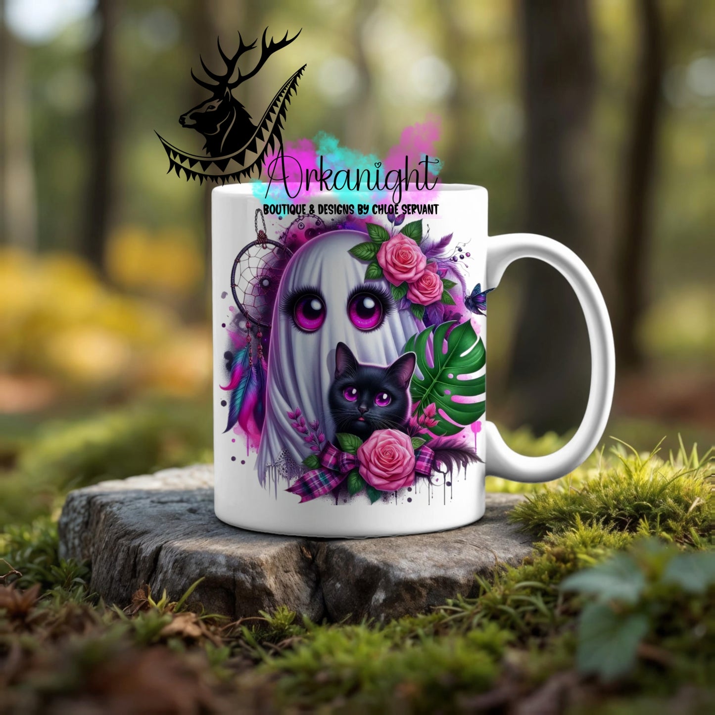 Numérique - Tasse en céramique - Collection Halloween & Witchy ♡ Fantôme et son chat
