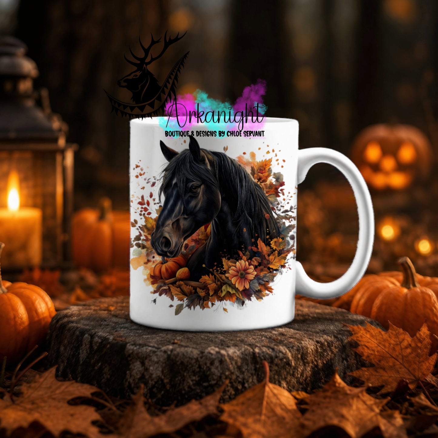 Numérique - Tasse en céramique - Collection Automne ♡ Cheval Noir