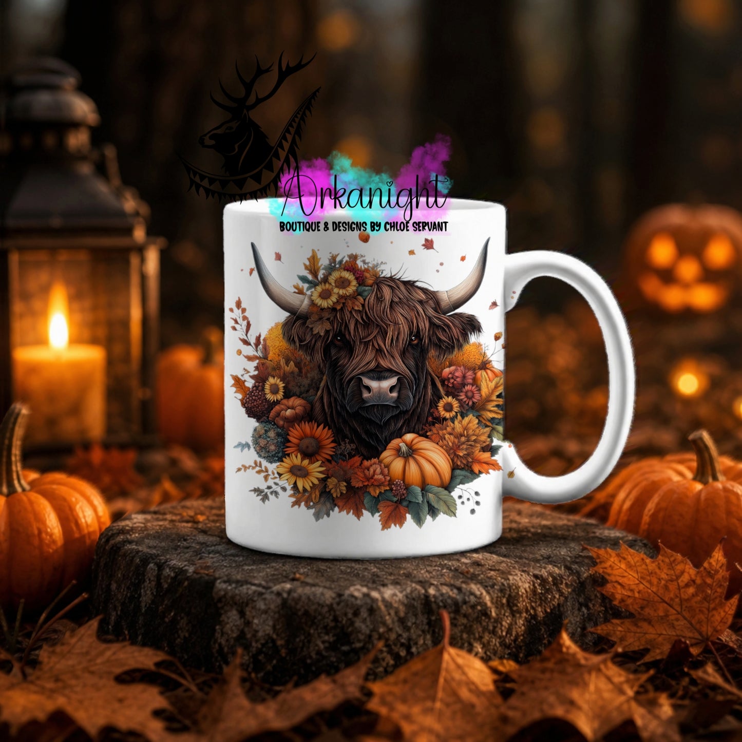 Numérique - Tasse en céramique - Collection Automne ♡ Vache highland Brune Foncé