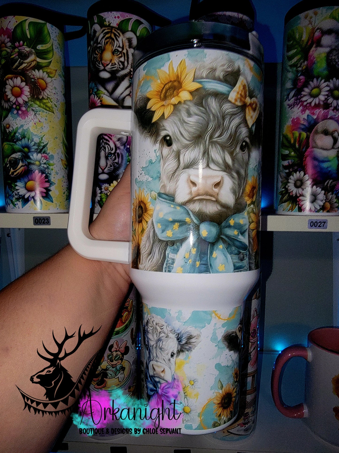 Gourde 40 oz sur commande - Collection Realism Été 2026 - Vache Highland Grise