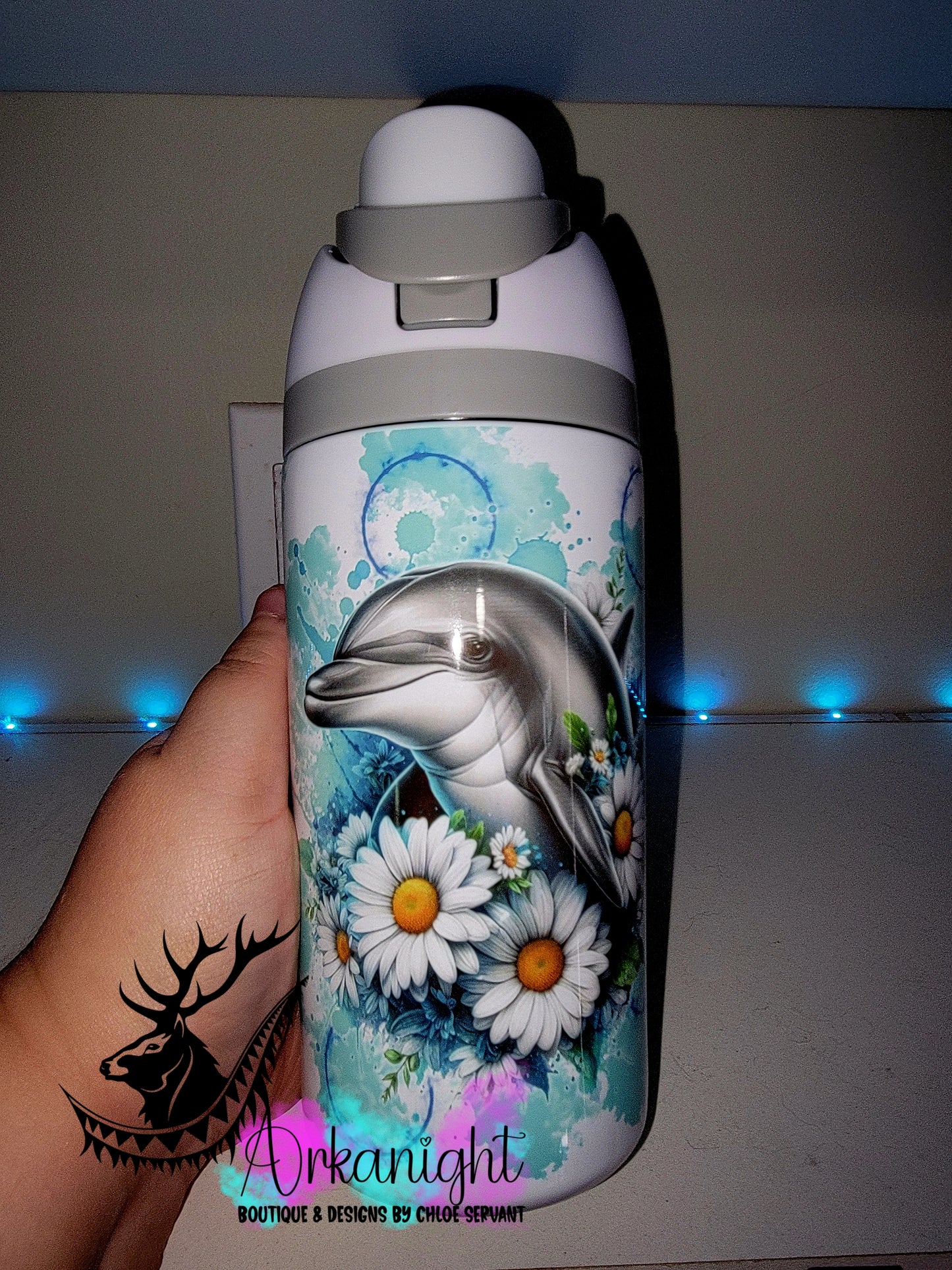 Gourde Owala DUPE 16 oz pour enfant - Sur Commande - Collection Vivid Colors & Flowers ♡ Dauphin