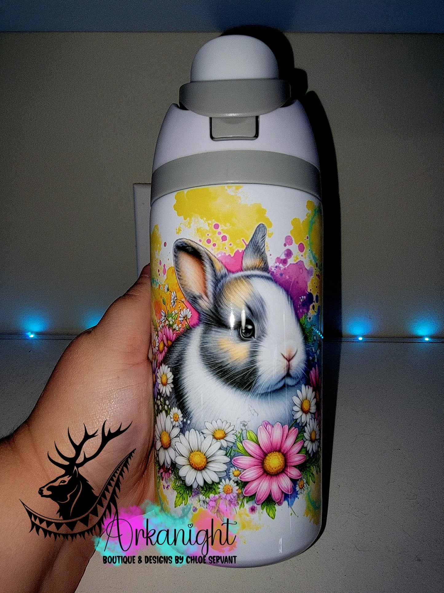 Gourde Owala DUPE 16 oz pour enfant - Sur Commande - Collection Vivid Colors & Flowers ♡ Lapin Nain