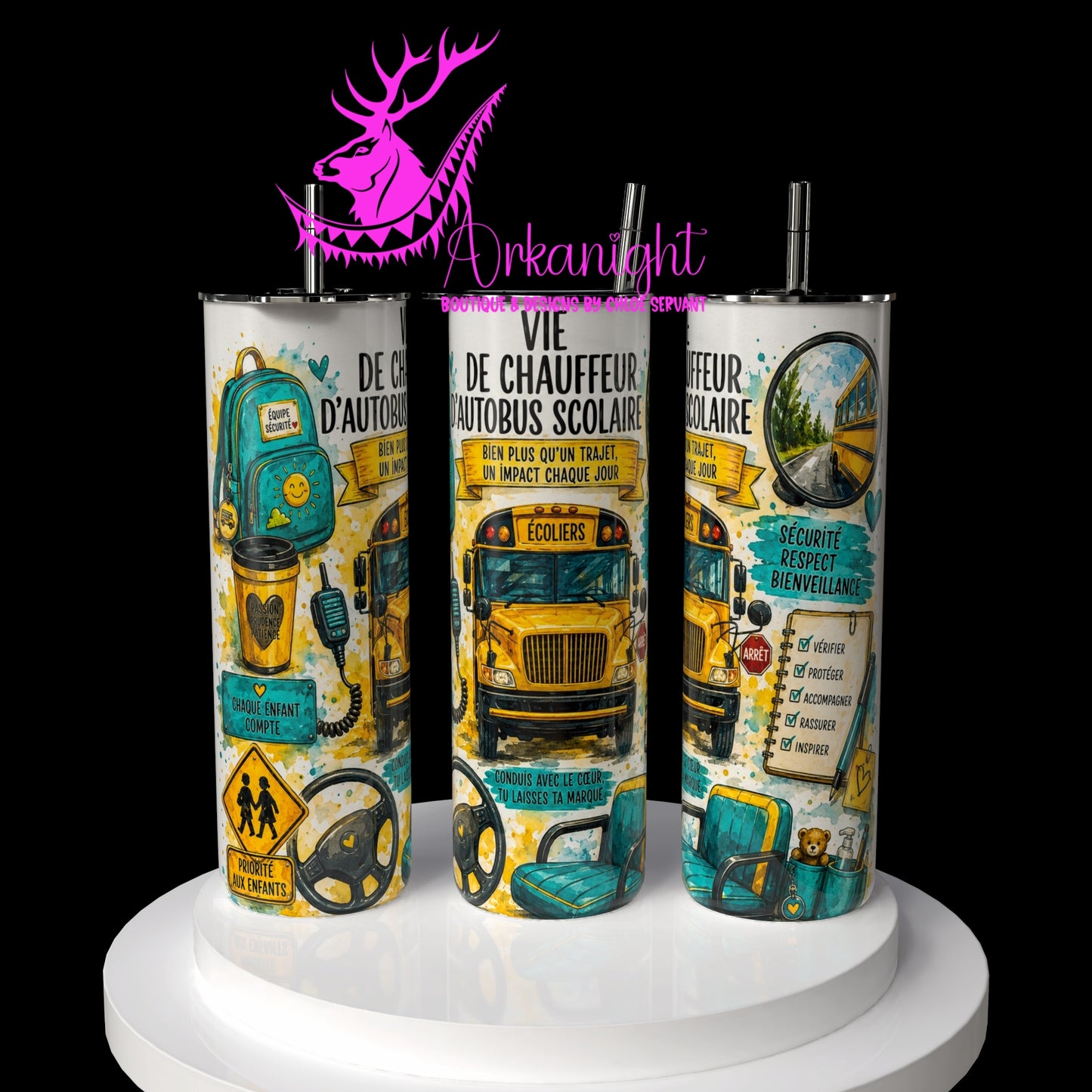 Gourde sur commande - Collection Occupation & Passion - Vie de Chauffeur d'autobus scolaire - 02