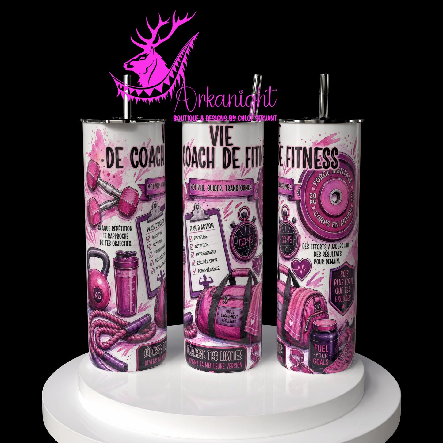 Gourde sur commande - Collection Occupation & Passion - Coach Fitness Rose