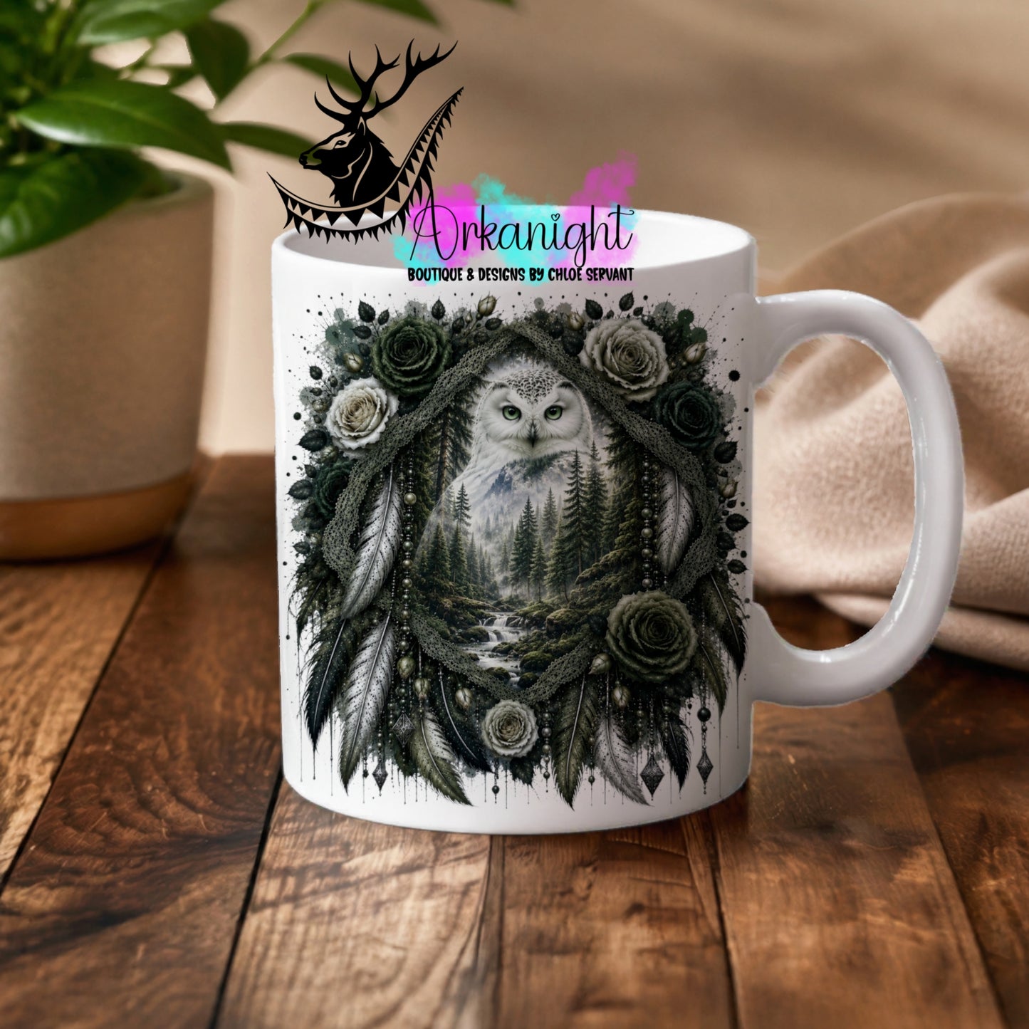 Tasse en céramique sur commande - Collection Boho 2026 ♡ Double Exposition ♡ Hibou