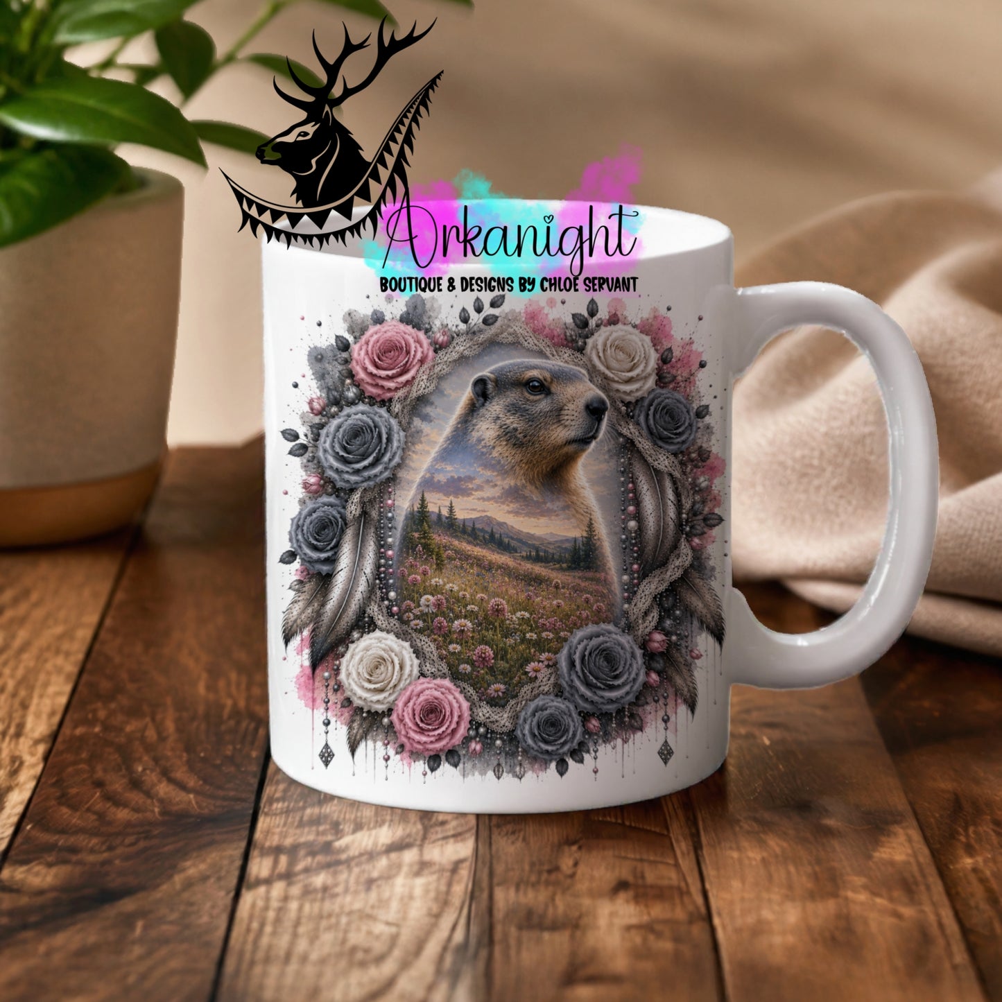Tasse en céramique sur commande - Collection Boho 2026 ♡ Double Exposition ♡ Marmotte