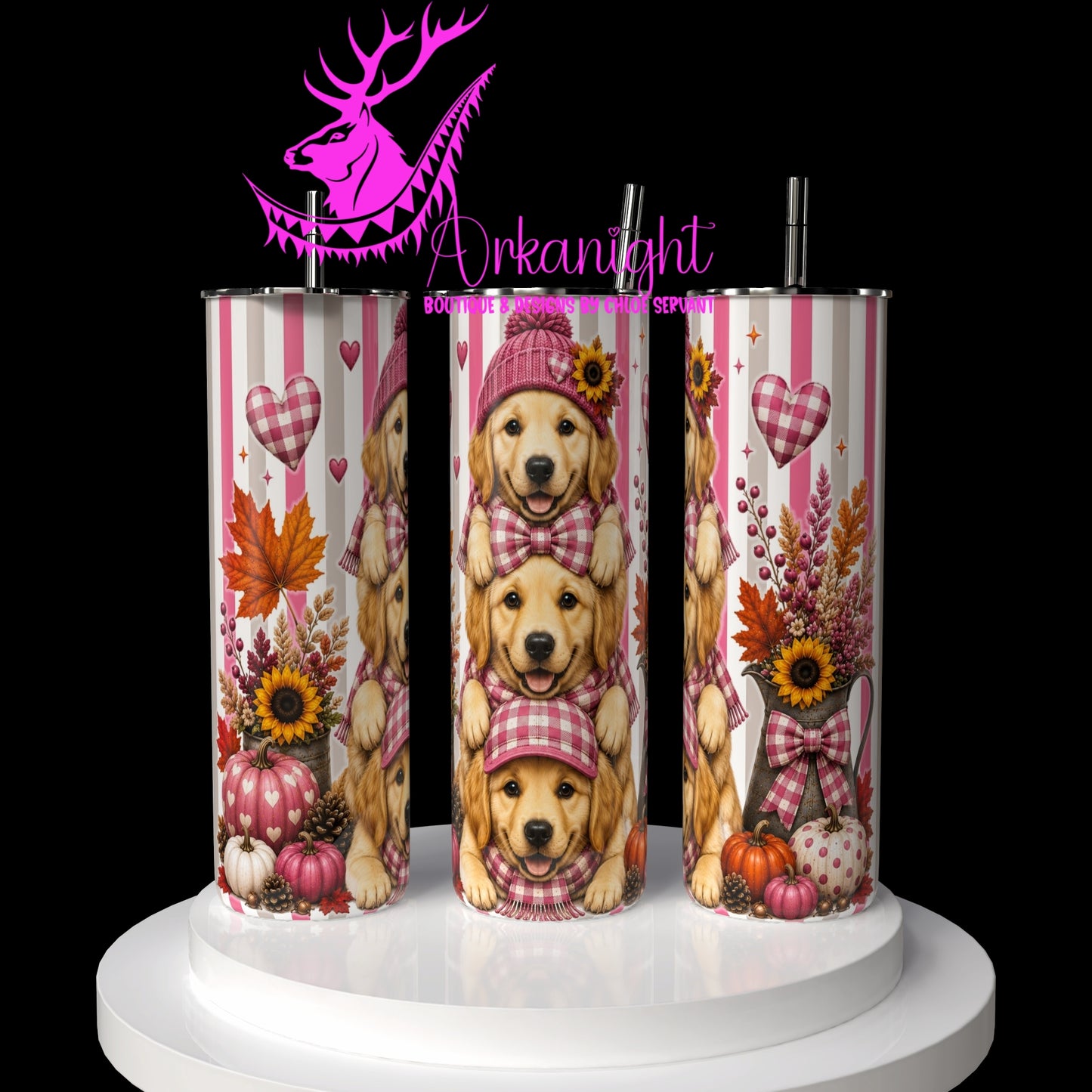 Gourde sur commande - Collection Automne 2026 - Trio Golden retriever