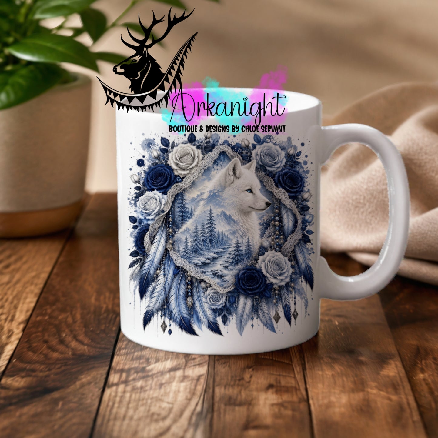 Numérique - Tasse en céramique - Collection Boho 2026 ♡ Double Exposition - Renard Blanc