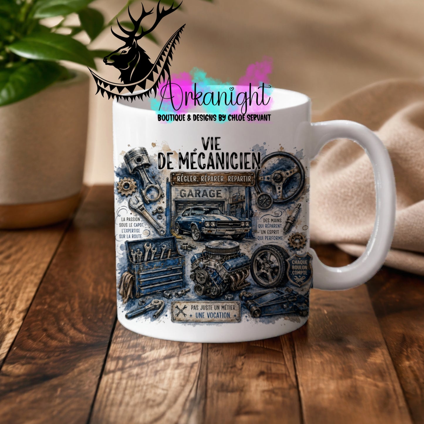 Tasse en céramique sur commande - Collection Occupation & Passion ♡ Vie de Mécanicien