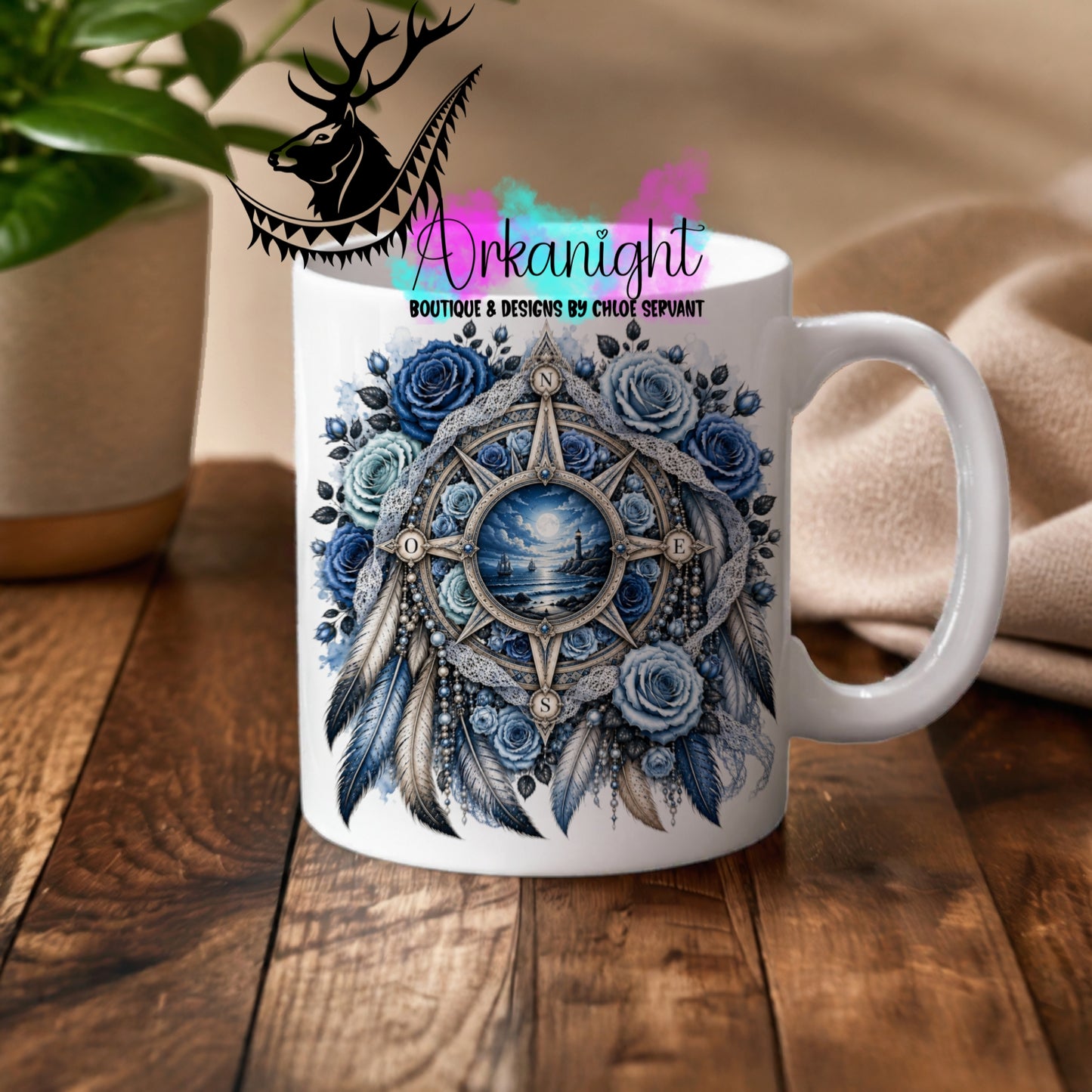 Numérique - Tasse en céramique - Collection Boho 2026 ♡ Rose des vents ♡ Marin