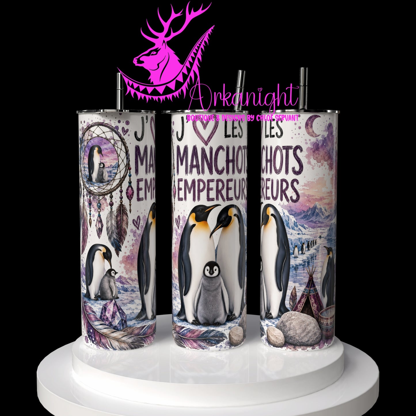 Gourde sur commande ♡ Collection Boho 2026 ♡ Animaux ♡ Manchots Empereurs