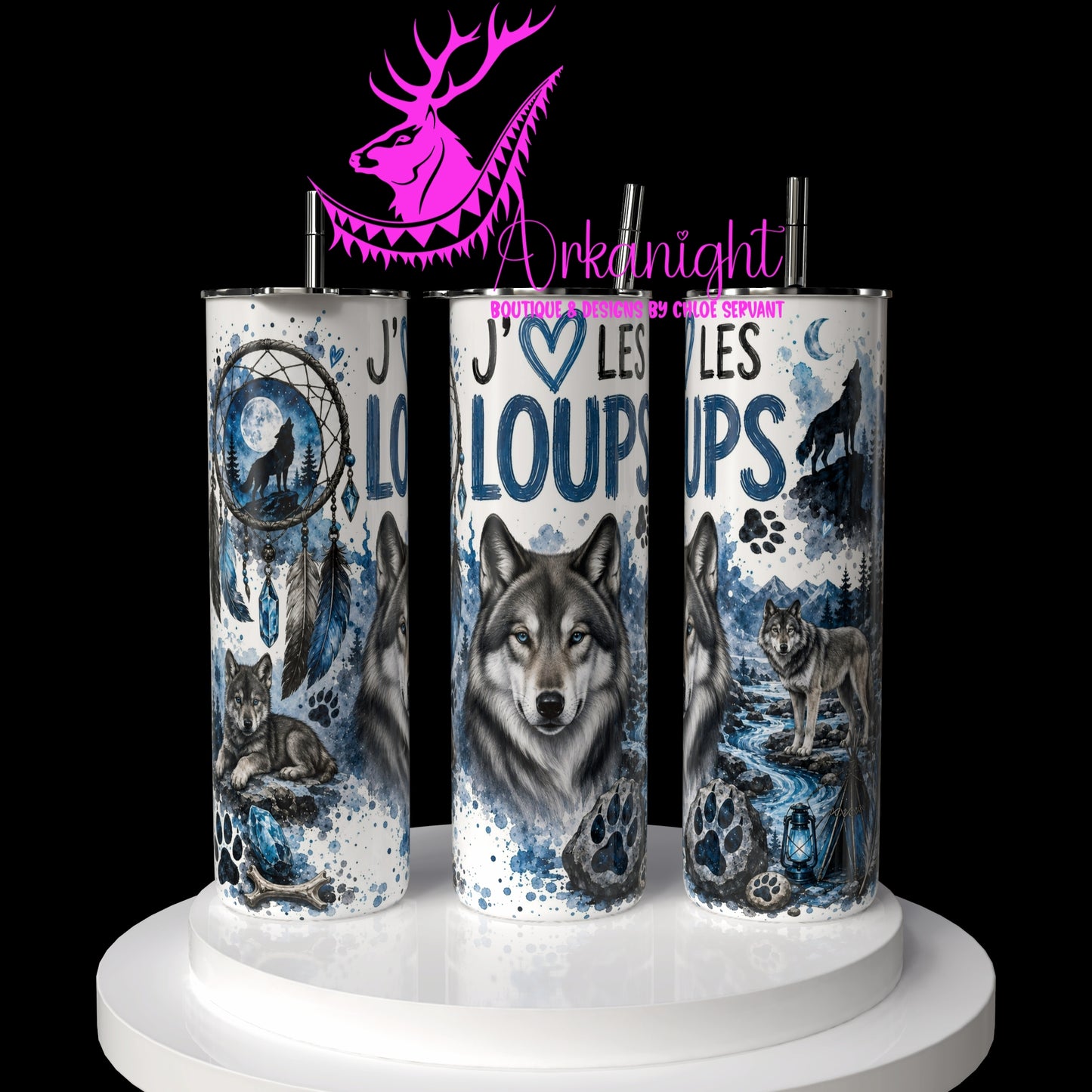 Gourde sur commande ♡ Collection Boho 2026 ♡ Animaux ♡ Loups Gris