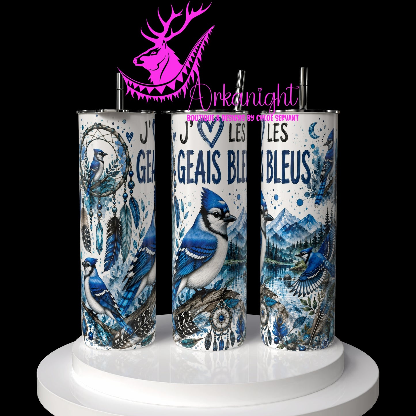 Gourde sur commande ♡ Collection Boho 2026 ♡ Animaux ♡ Geais Bleus