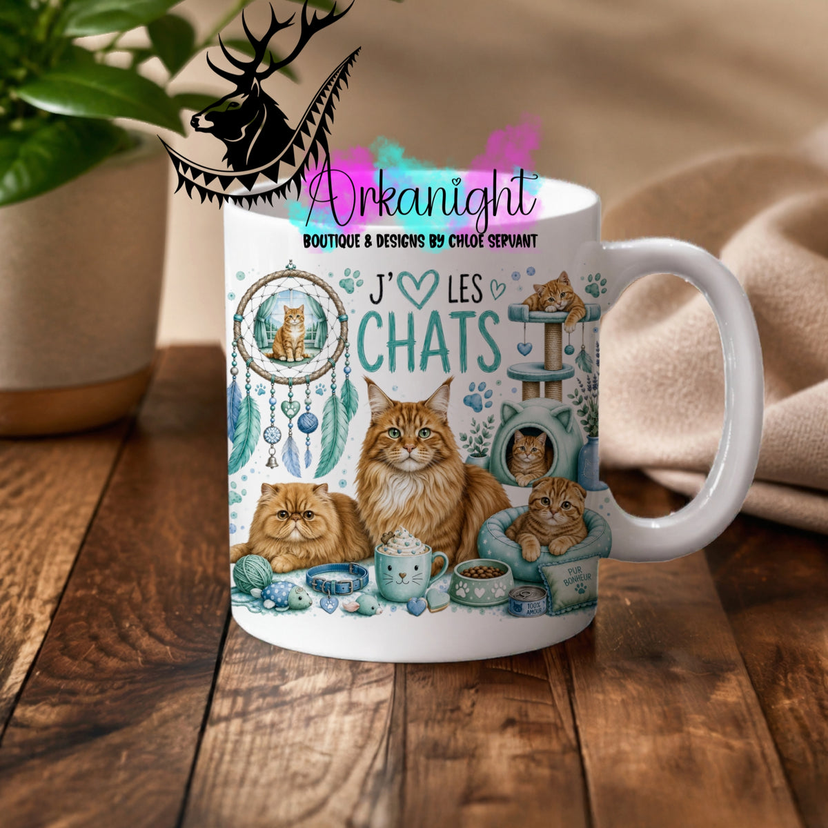 Numérique - Tasse en céramique - Collection Boho 2026 ♡ Chats ♡ Roux