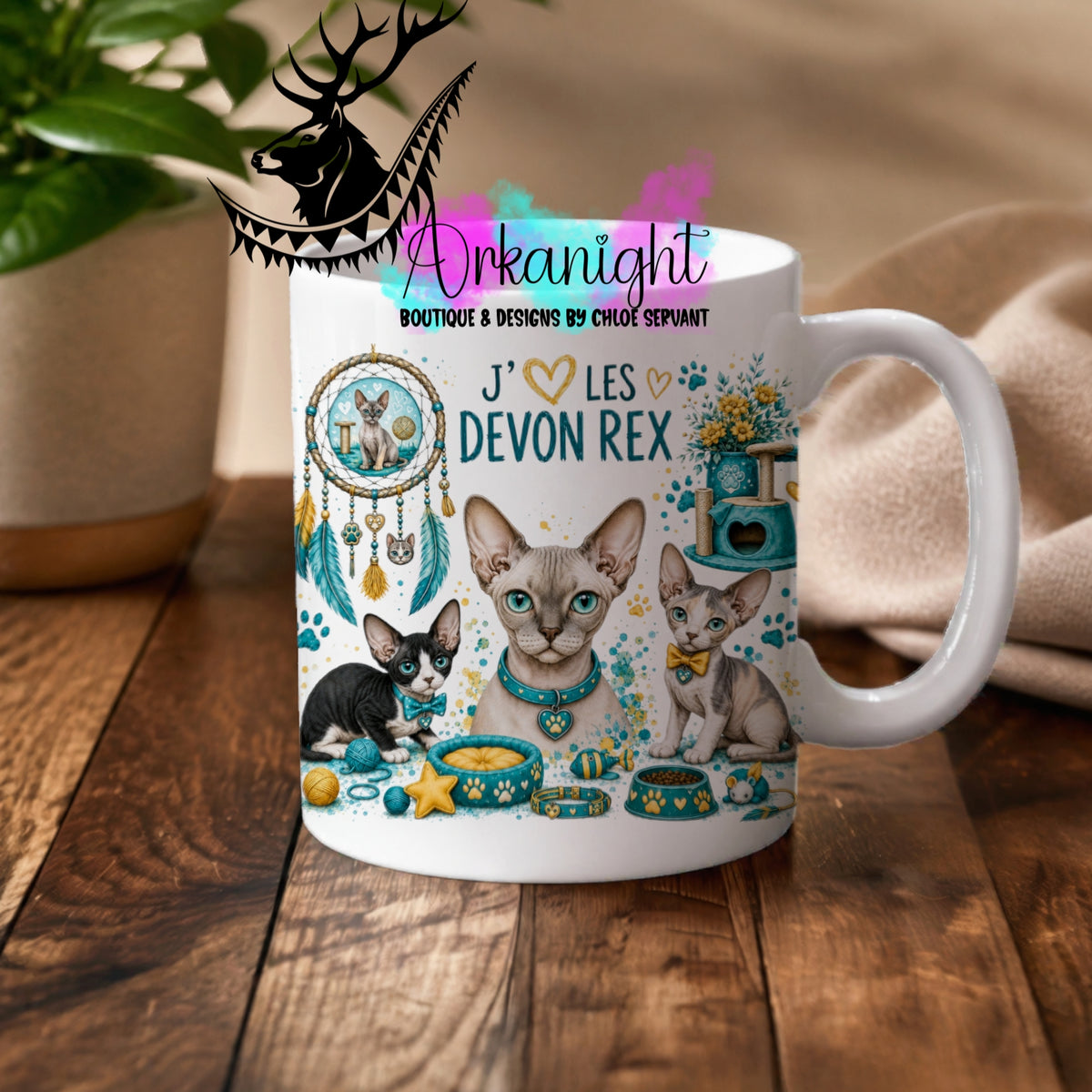 Numérique - Tasse en céramique - Collection Boho 2026 ♡ Chats ♡ Devon Rex