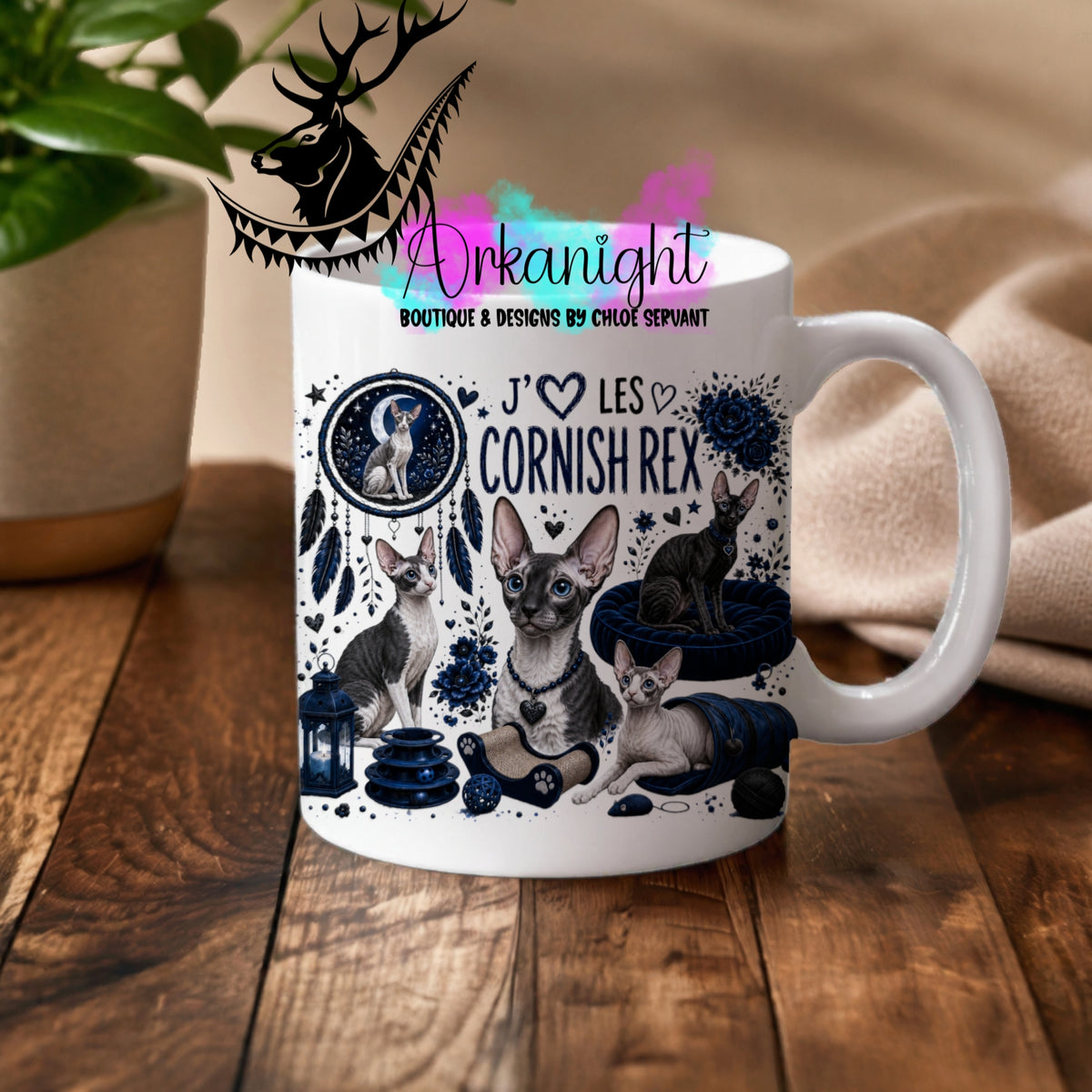 Numérique - Tasse en céramique - Collection Boho 2026 ♡ Chats ♡ Cornish Rex