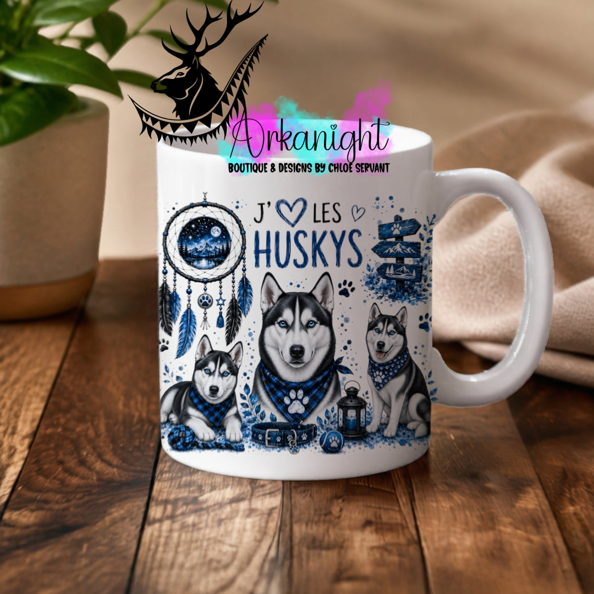 Tasse en céramique sur commande - Collection Boho 2026 ♡ Chiens ♡ Huskys