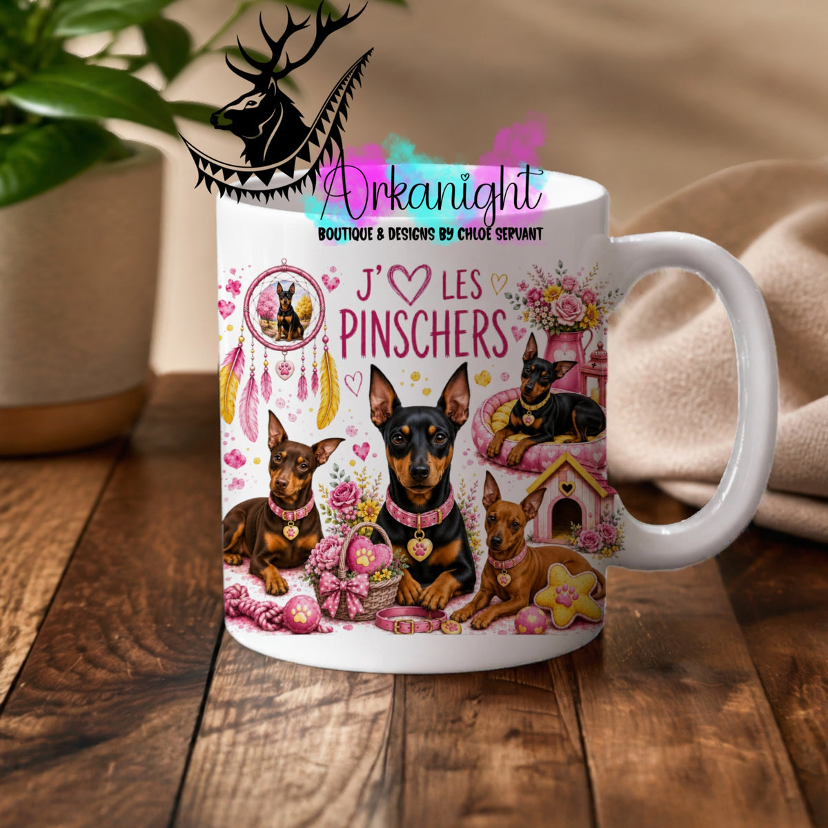 Numérique - Tasse en céramique - Collection Boho 2026 ♡ Chiens ♡ Pinschers