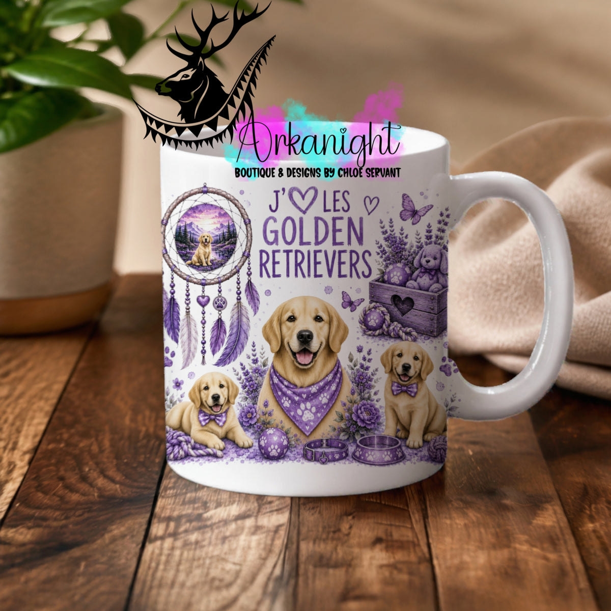 Tasse en céramique sur commande - Collection Boho 2026 ♡ Chiens ♡ Golden Retriever