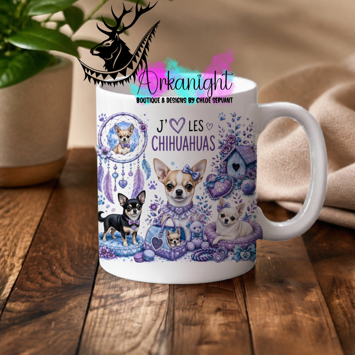 Tasse en céramique sur commande - Collection Boho 2026 ♡ Chiens ♡ Chihuahuas