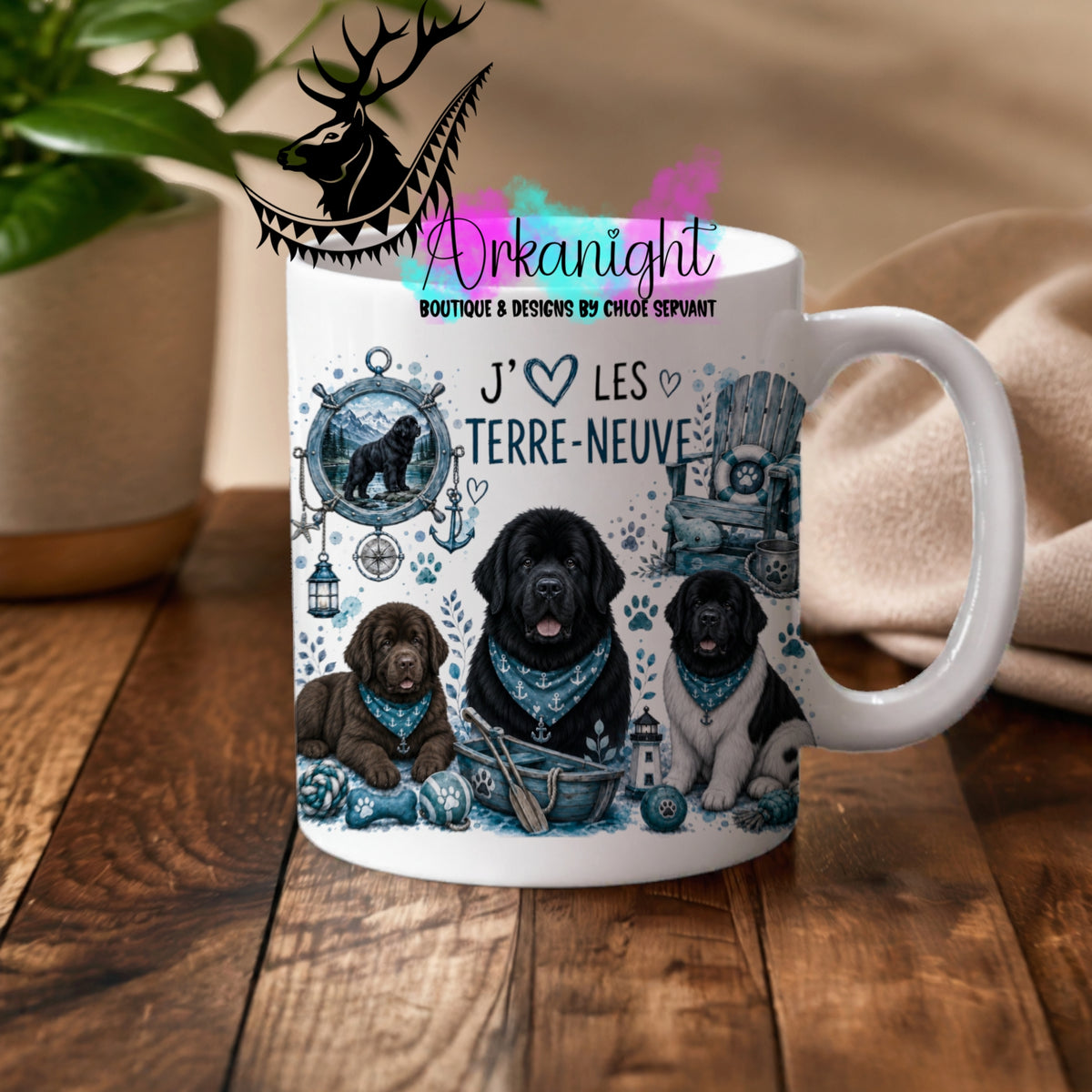 Tasse en céramique sur commande - Collection Boho 2026 ♡ Chiens ♡ Terre-Neuve