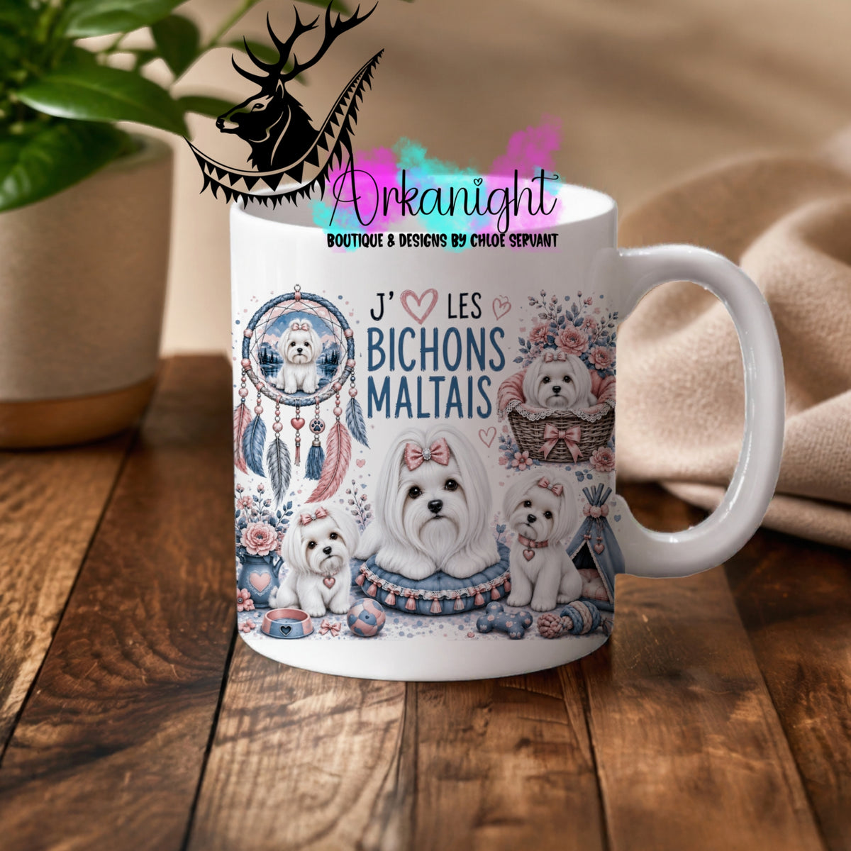 Numérique - Tasse en céramique - Collection Boho 2026 ♡ Chiens ♡ Bichon Maltais