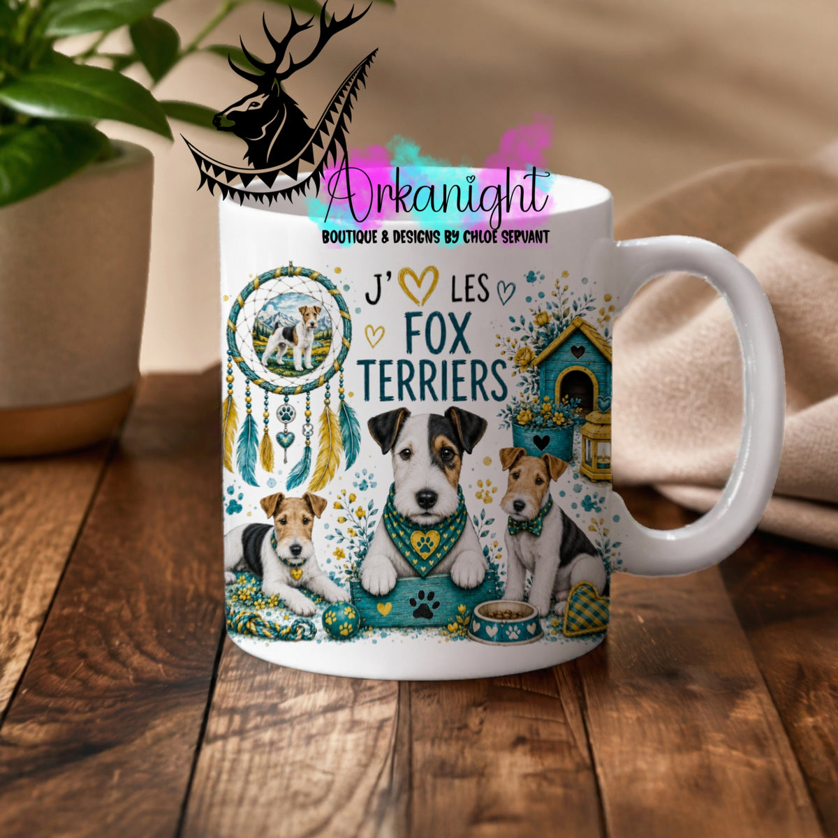 Tasse en céramique sur commande - Collection Boho 2026 ♡ Chiens ♡ Fox Terriers