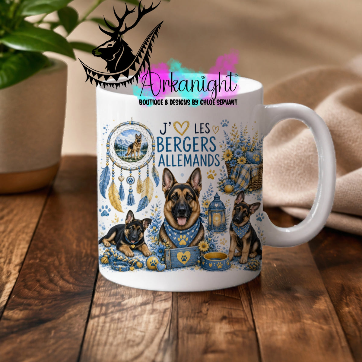 Tasse en céramique sur commande - Collection Boho 2026 ♡ Chiens ♡ Berger Allemand