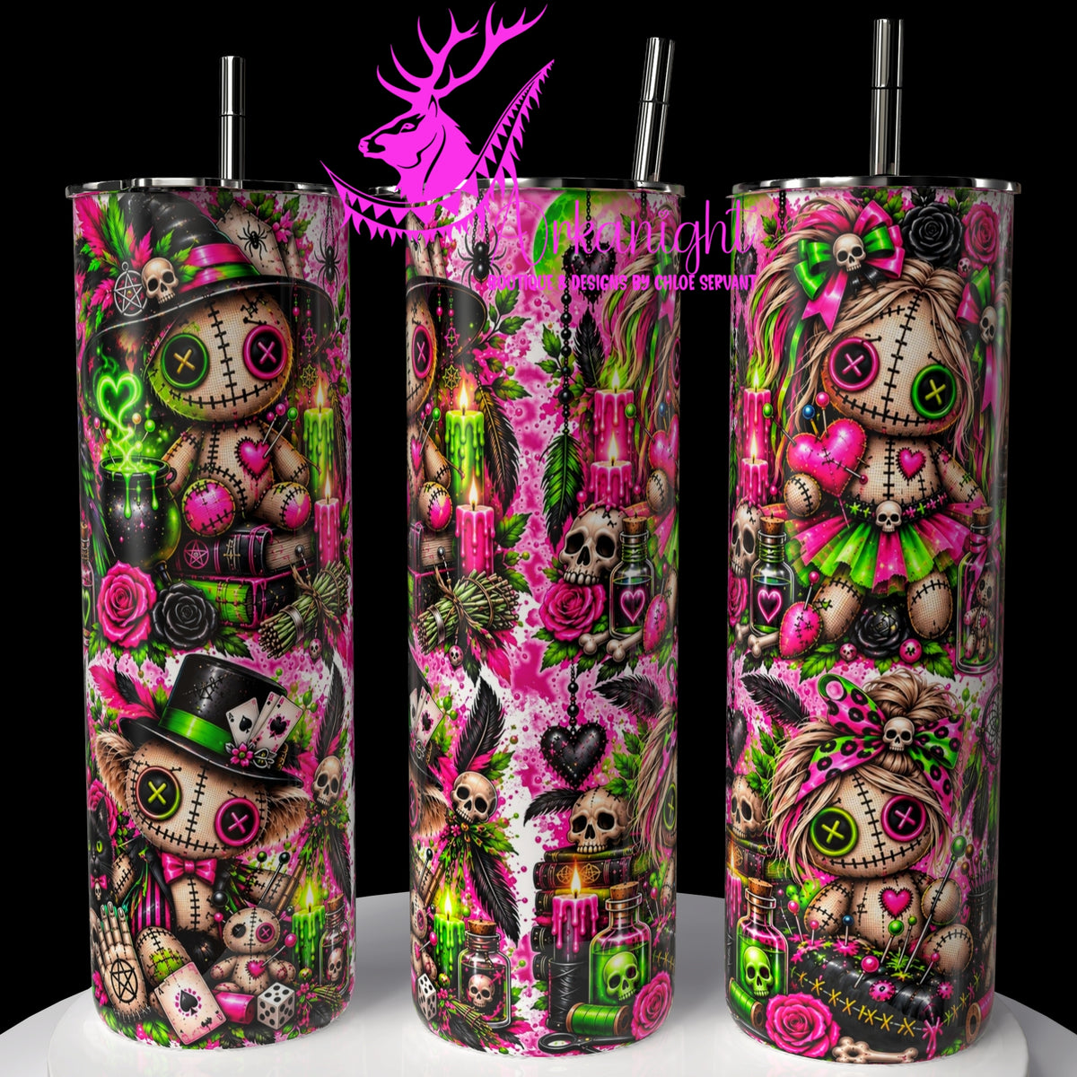 Gourde sur commande ♡ Collection Halloween 2026 ♡ Vodoo Poupée Horrifique Rose Barbie & Vert