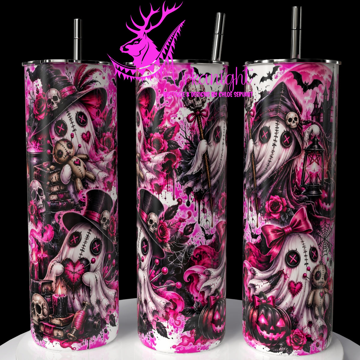 Gourde sur commande ♡ Collection Halloween 2026 ♡ Vodoo Fantôme Horrifique Rose