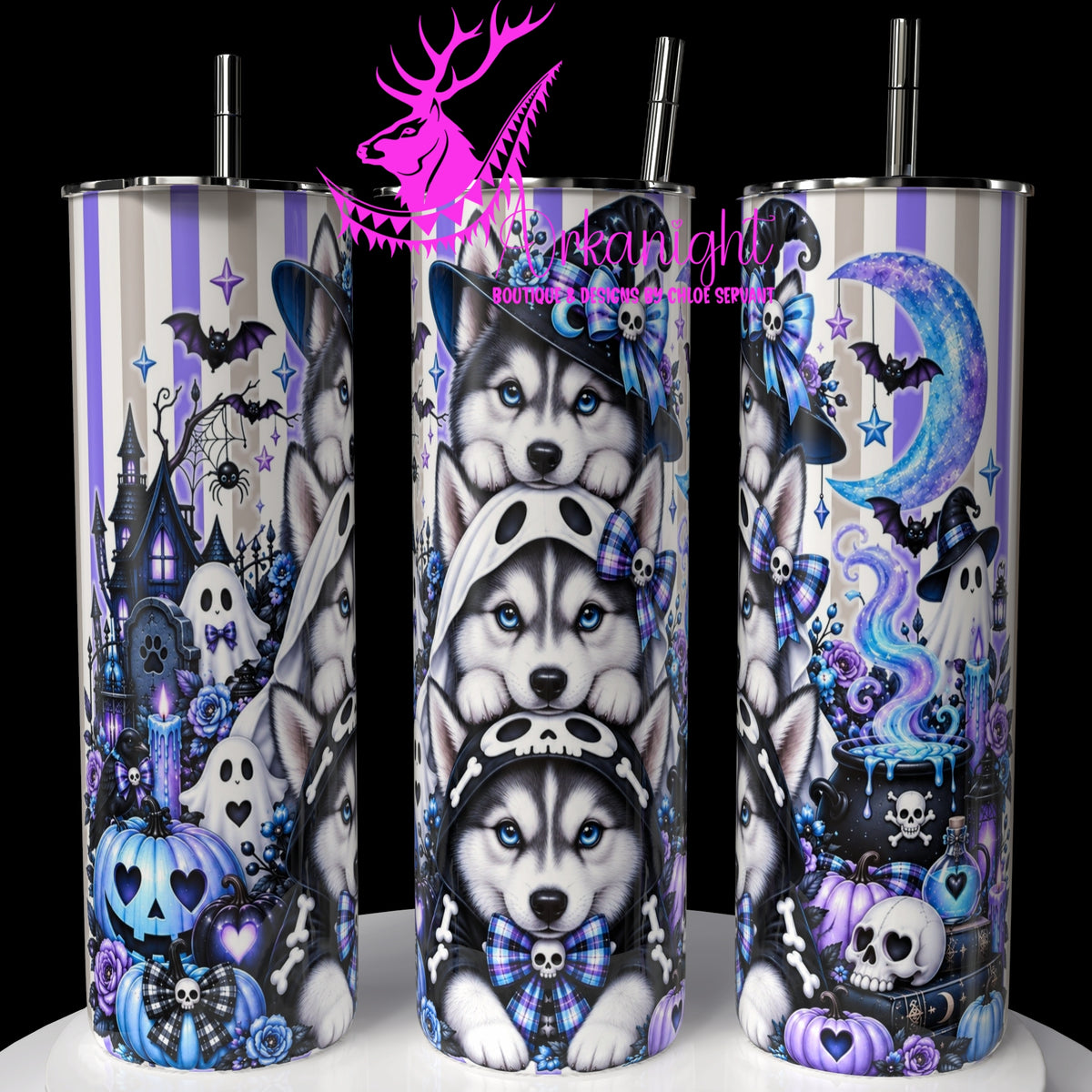 Gourde sur commande ♡ Collection Halloween 2026 ♡ Trio D'animaux ♡ Chien Husky