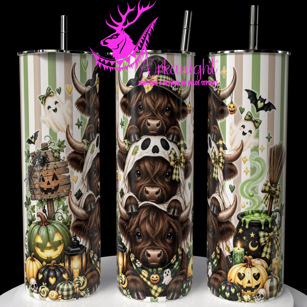 Gourde sur commande ♡ Collection Halloween 2026 ♡ Trio D'animaux ♡ Vache Highland Brune