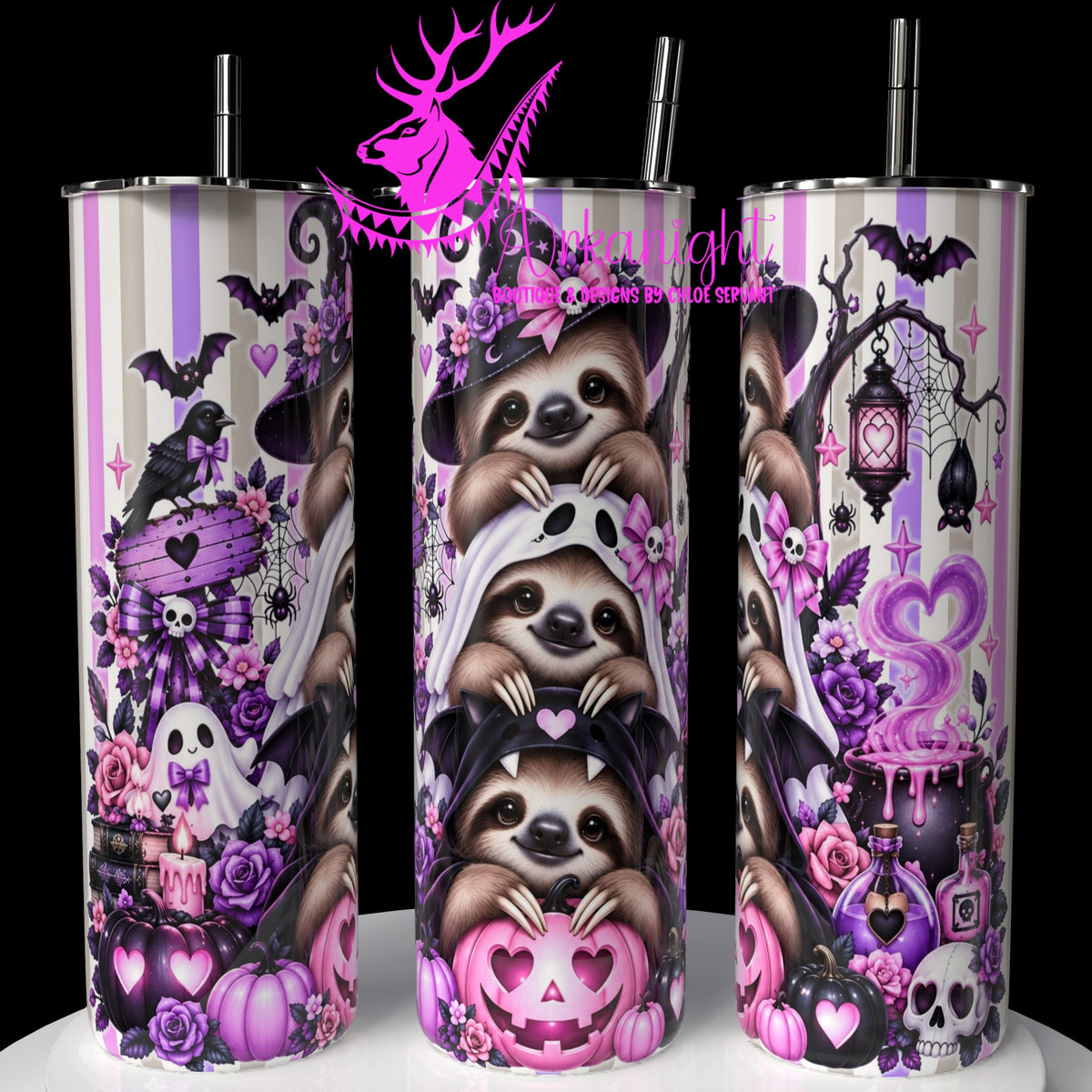 Gourde sur commande ♡ Collection Halloween 2026 ♡ Trio D'animaux ♡ Paresseux