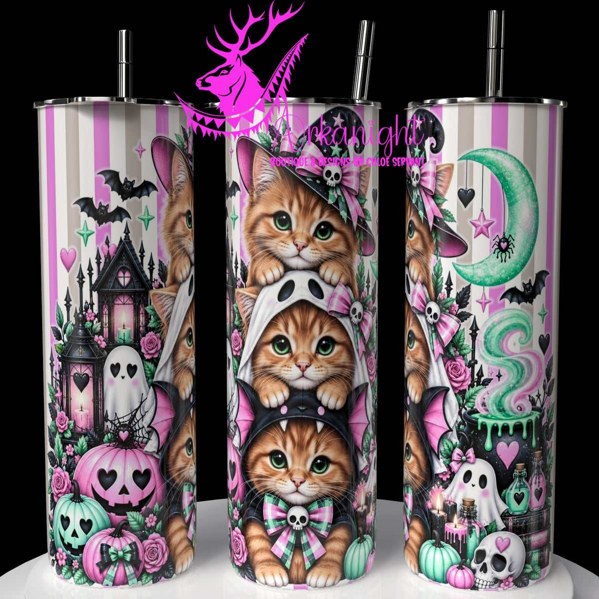 Gourde sur commande ♡ Collection Halloween 2026 ♡ Trio D'animaux ♡ Chat Roux