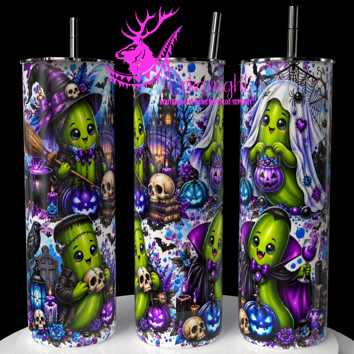 Gourde sur commande ♡ Collection Halloween 2026 ♡ Cornichons ♡ Mauve et Bleu