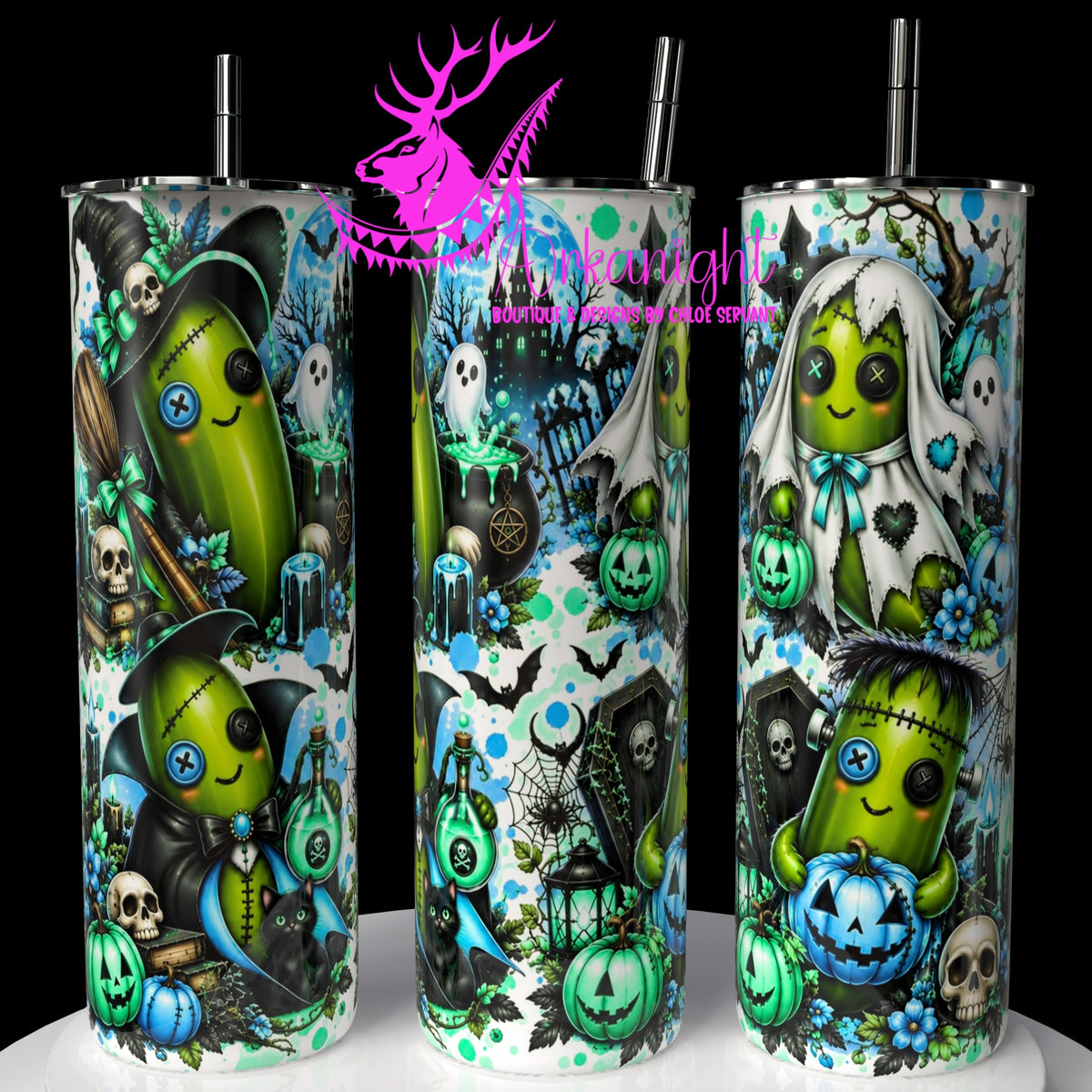 Gourde sur commande ♡ Collection Halloween 2026 ♡ Cornichons ♡ Bleu pâle et Vert Menthe