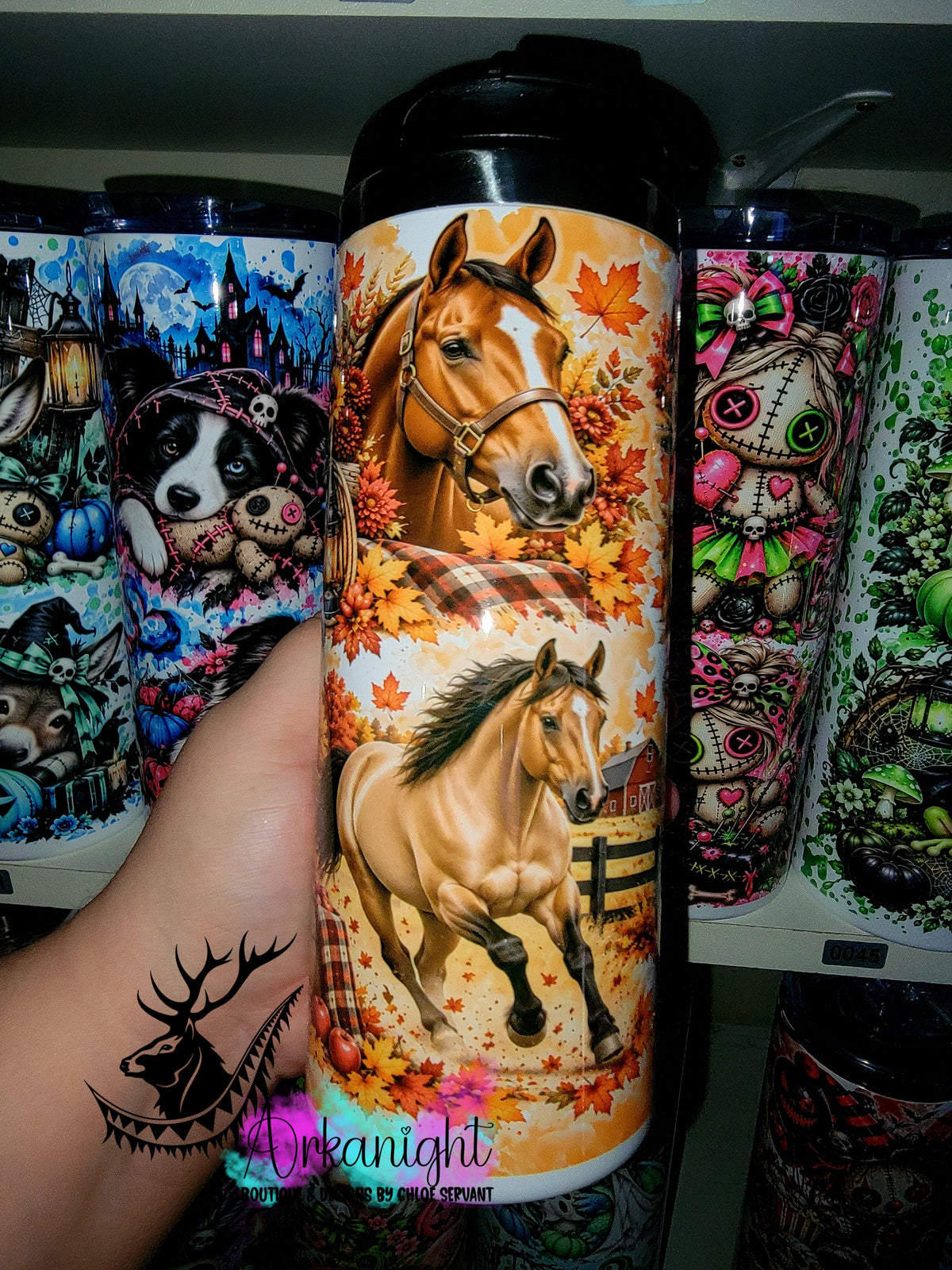 Gourde sur commande - Couvercle à café - 14 oz - Collection Automne 2026 - Chevaux d'automne