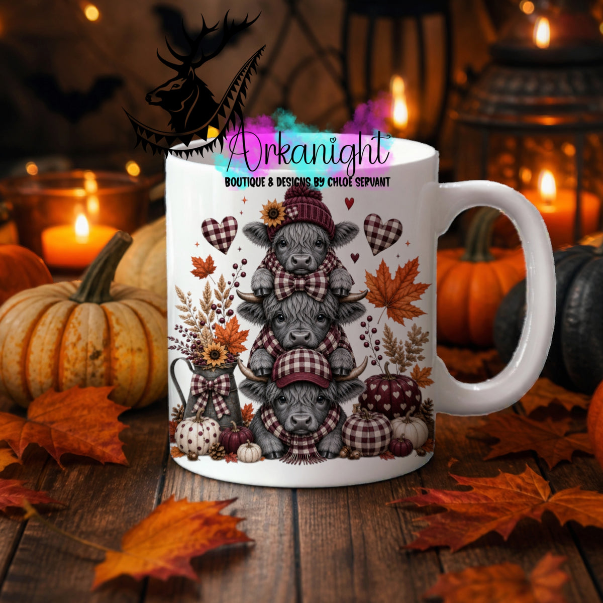 Tasse en céramique sur commande - Collection Automne 2026 ♡ Trio ♡ Vache Highland Grise