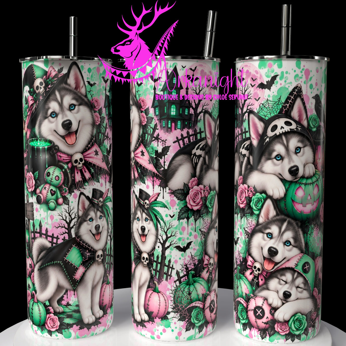 Gourde sur commande ♡ Collection Halloween 2026 ♡ Chiens ♡ Husky Gris