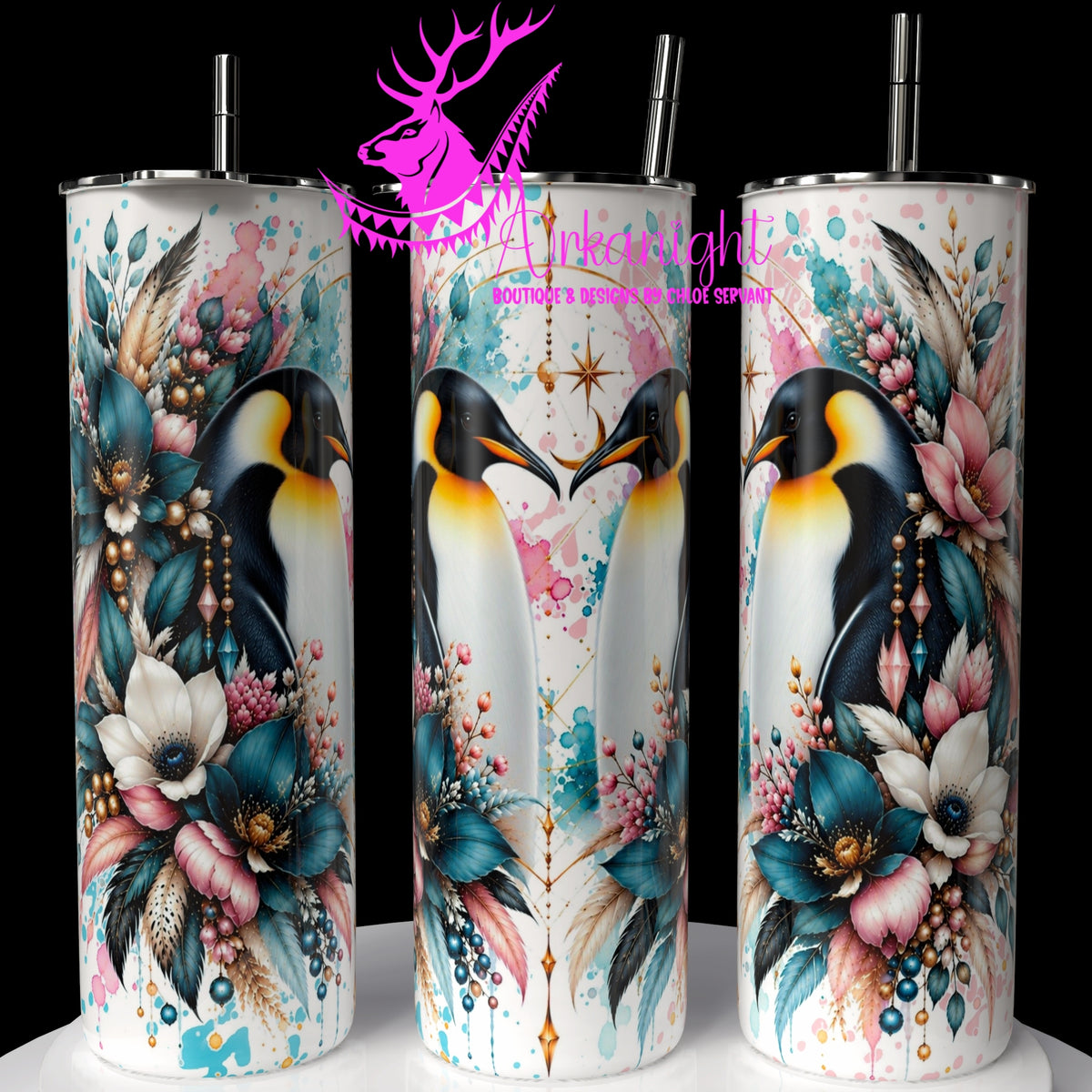 Gourde sur commande ♡ Collection Animaux - Cycle Lunaire ♡ Manchots