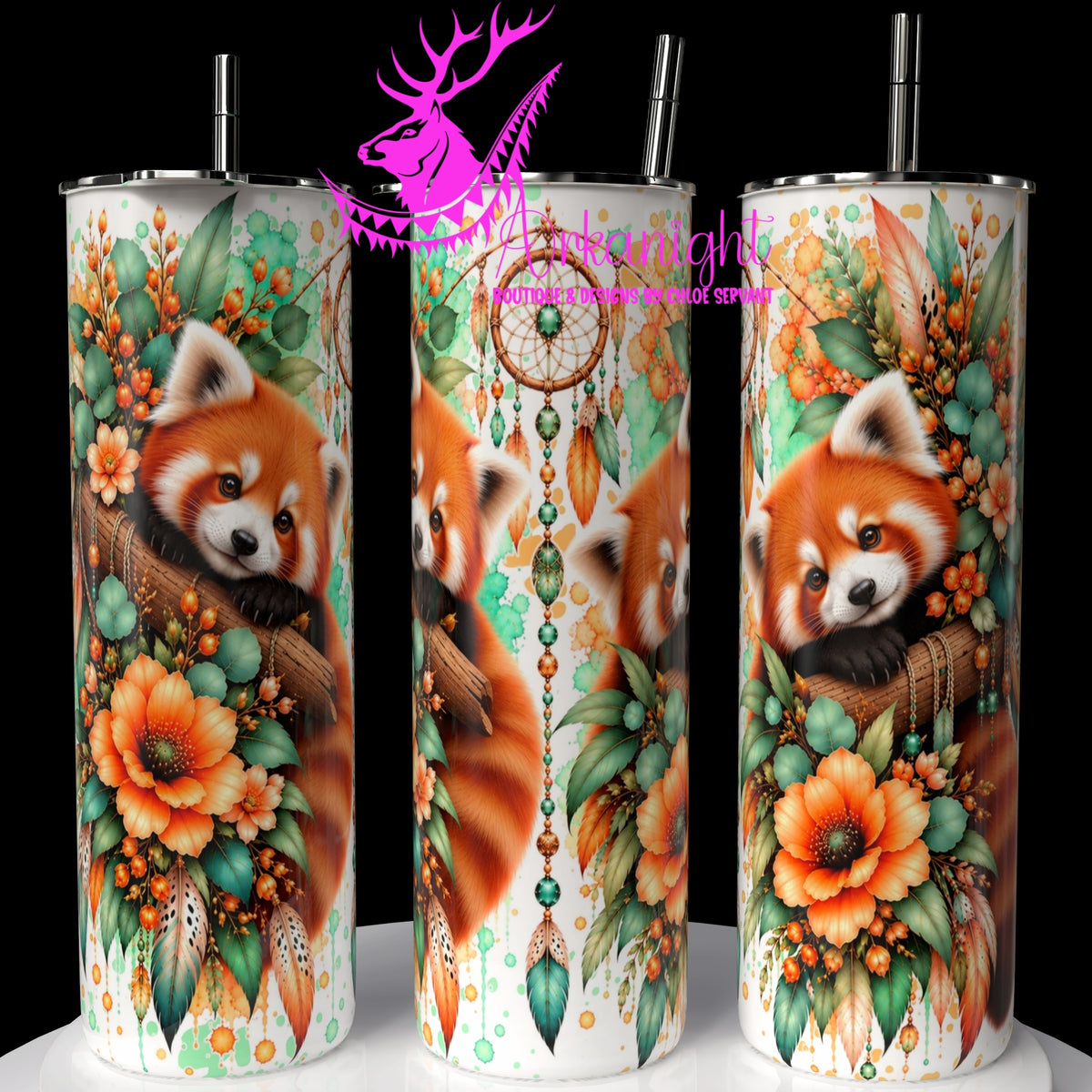 Gourde sur commande ♡ Collection Animaux - Cycle Lunaire ♡ Panda Roux